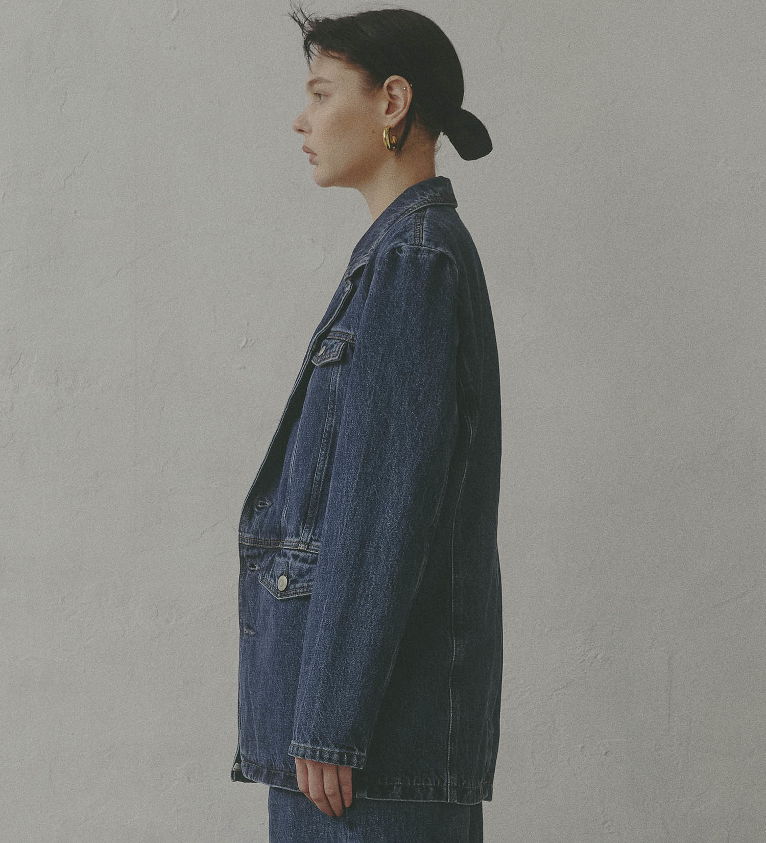 SOMETHING(サムシング)の【予約】atelier SOMETHING DENIM BLAZER/アトリエサムシングデニムブレザー|ジャケット/アウター/テーラードジャケット/レディース|中色ブルー