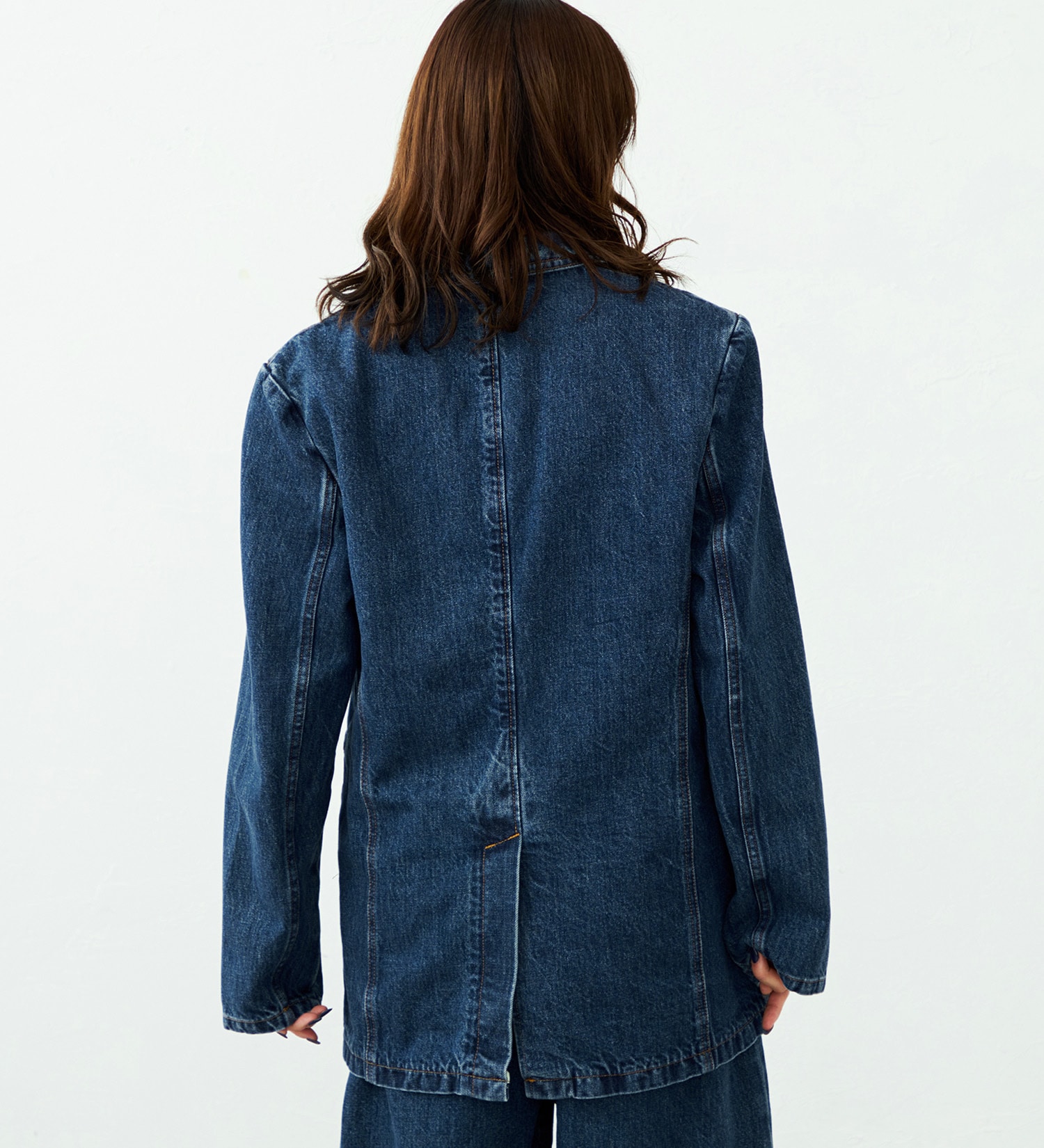 SOMETHING(サムシング)の【予約】atelier SOMETHING DENIM BLAZER/アトリエサムシングデニムブレザー|ジャケット/アウター/テーラードジャケット/レディース|中色ブルー