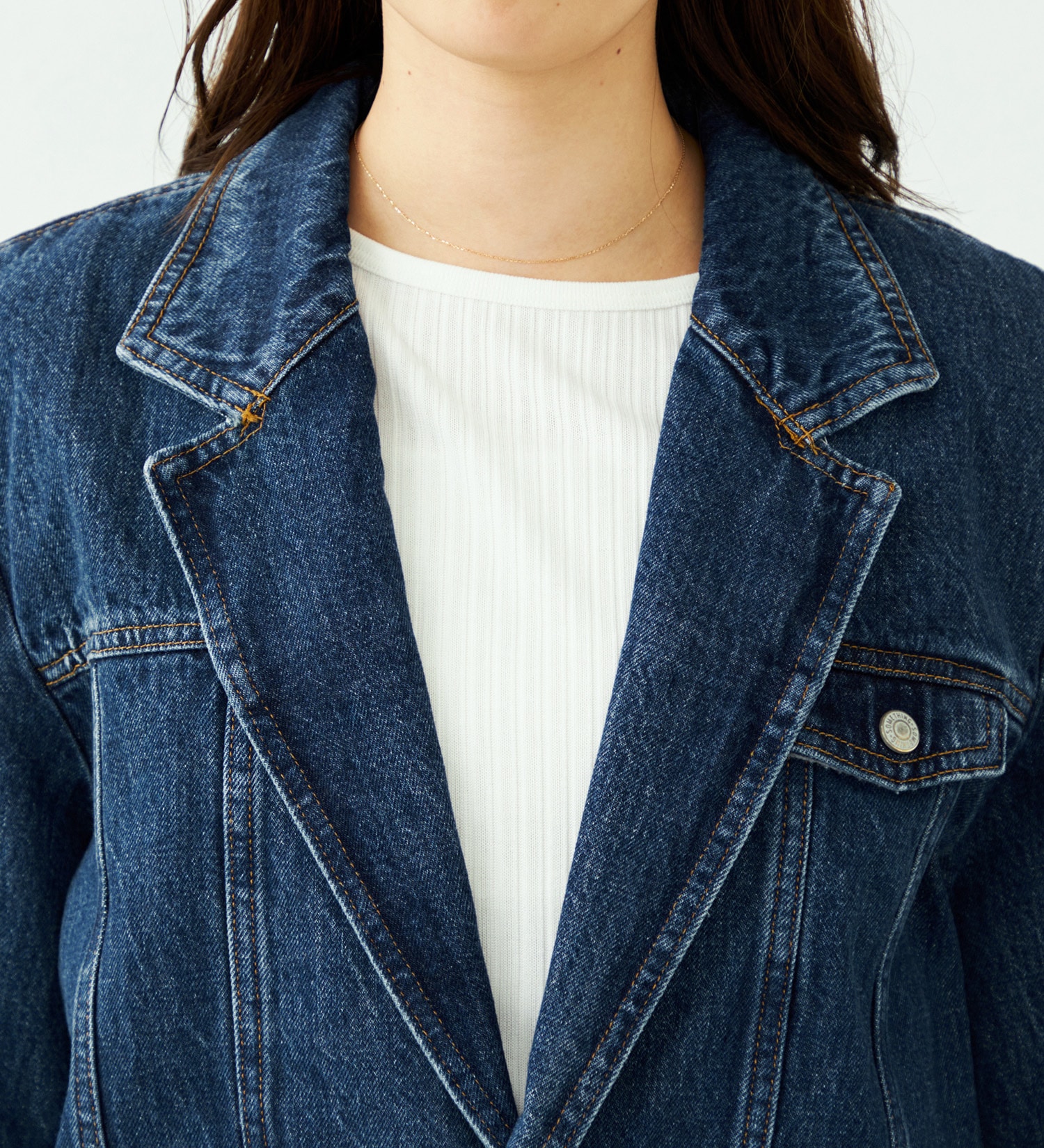 SOMETHING(サムシング)の【予約】atelier SOMETHING DENIM BLAZER/アトリエサムシングデニムブレザー|ジャケット/アウター/テーラードジャケット/レディース|中色ブルー