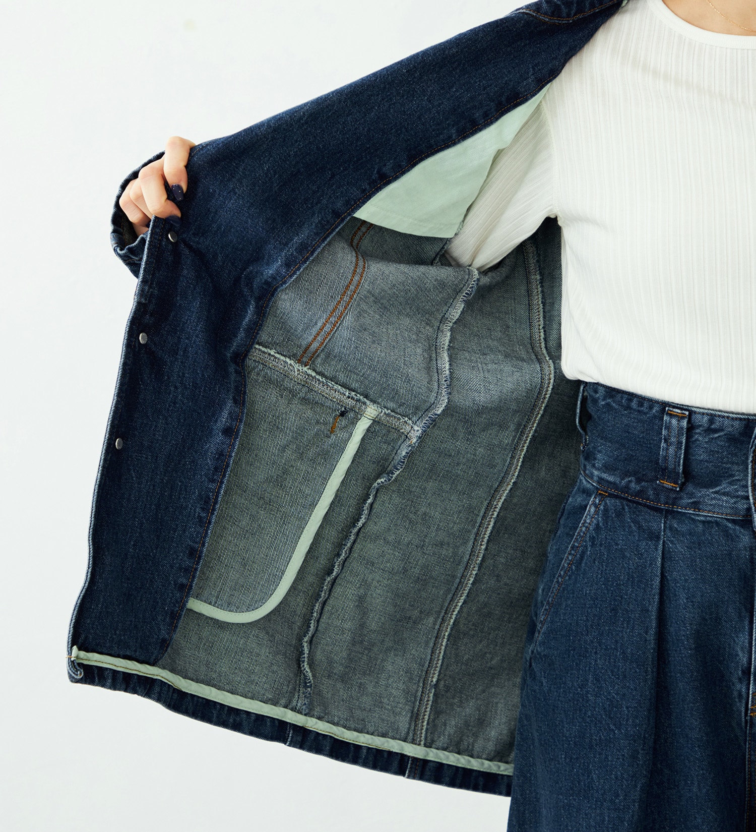 SOMETHING(サムシング)の【予約】atelier SOMETHING DENIM BLAZER/アトリエサムシングデニムブレザー|ジャケット/アウター/テーラードジャケット/レディース|中色ブルー