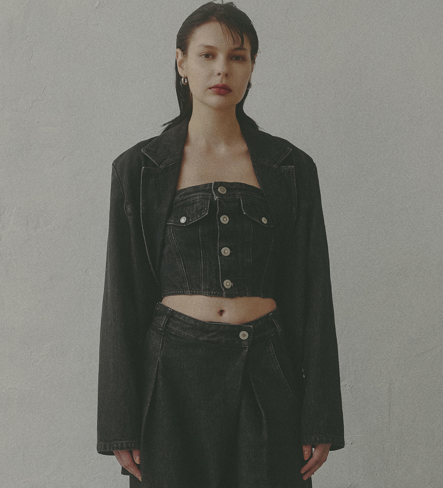 SOMETHING(サムシング)の【予約】atelier SOMETHING DENIM BLAZER/アトリエサムシングデニムブレザー|ジャケット/アウター/テーラードジャケット/レディース|ブラックデニム