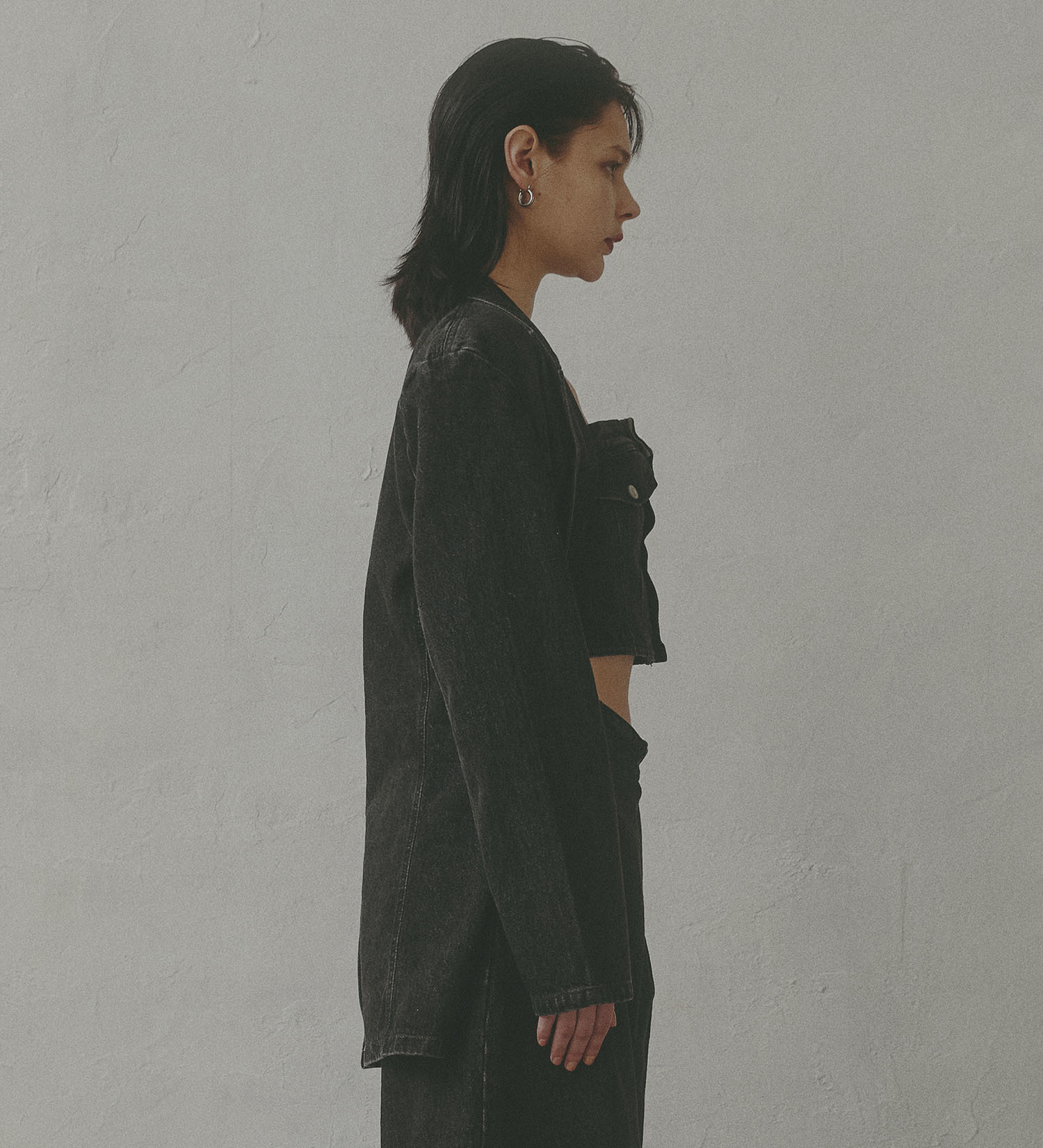 SOMETHING(サムシング)の【予約】atelier SOMETHING DENIM BLAZER/アトリエサムシングデニムブレザー|ジャケット/アウター/テーラードジャケット/レディース|ブラックデニム