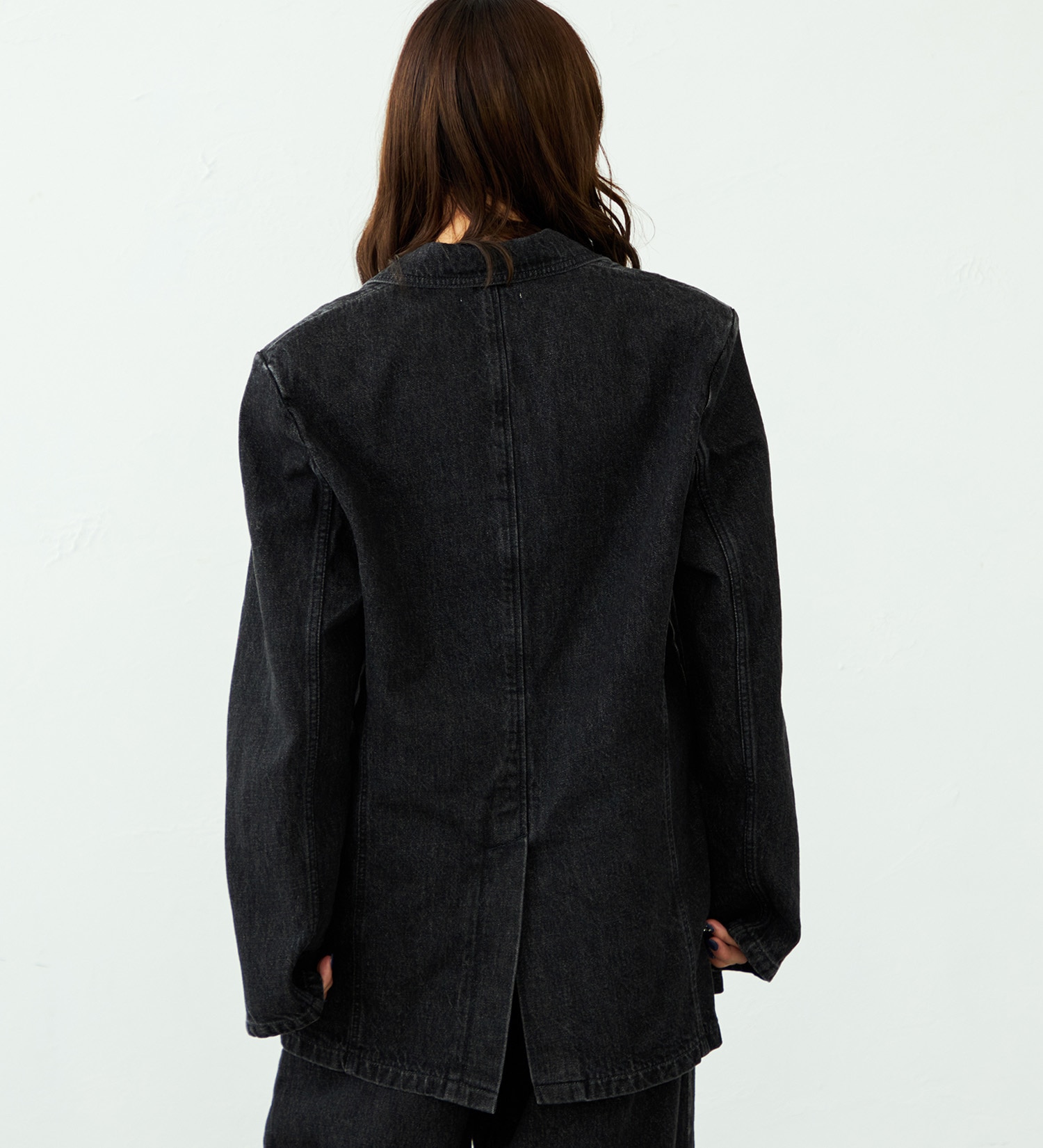 SOMETHING(サムシング)の【予約】atelier SOMETHING DENIM BLAZER/アトリエサムシングデニムブレザー|ジャケット/アウター/テーラードジャケット/レディース|ブラックデニム