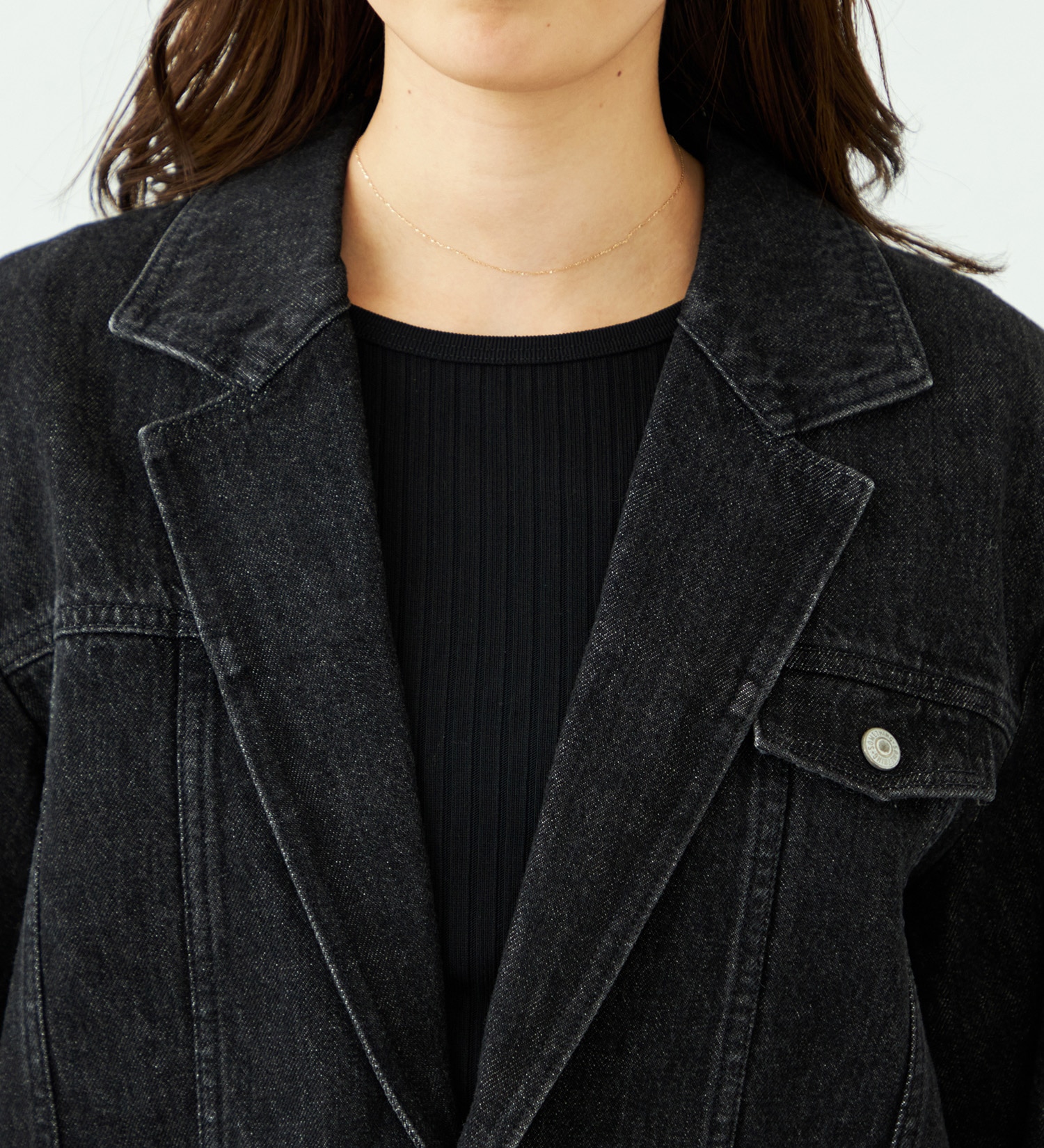 SOMETHING(サムシング)の【予約】atelier SOMETHING DENIM BLAZER/アトリエサムシングデニムブレザー|ジャケット/アウター/テーラードジャケット/レディース|ブラックデニム