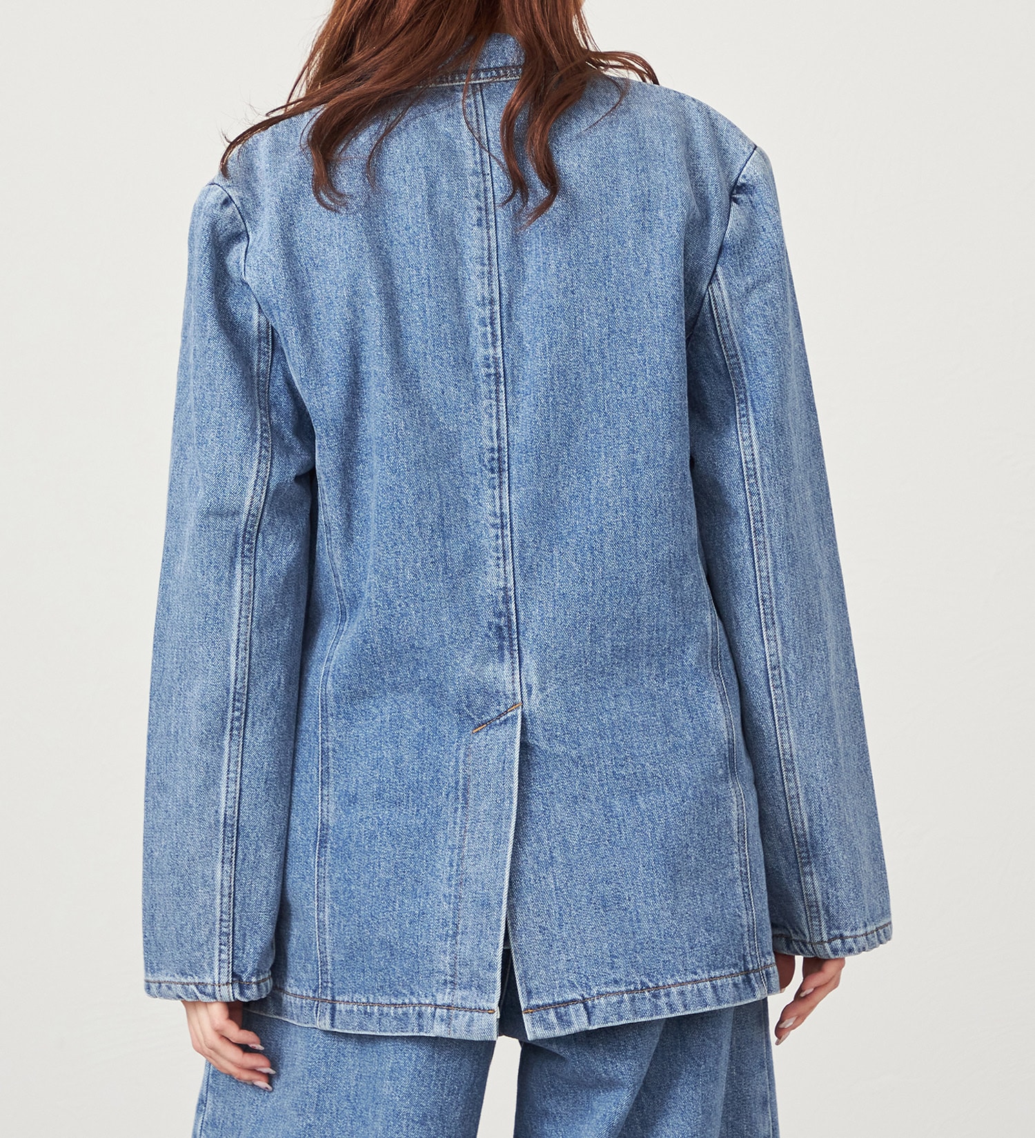 SOMETHING(サムシング)の【GISELe 10月号掲載】atelier SOMETHING DENIM BLAZER/アトリエサムシングデニムブレザー|ジャケット/アウター/テーラードジャケット/レディース|淡色ブルー