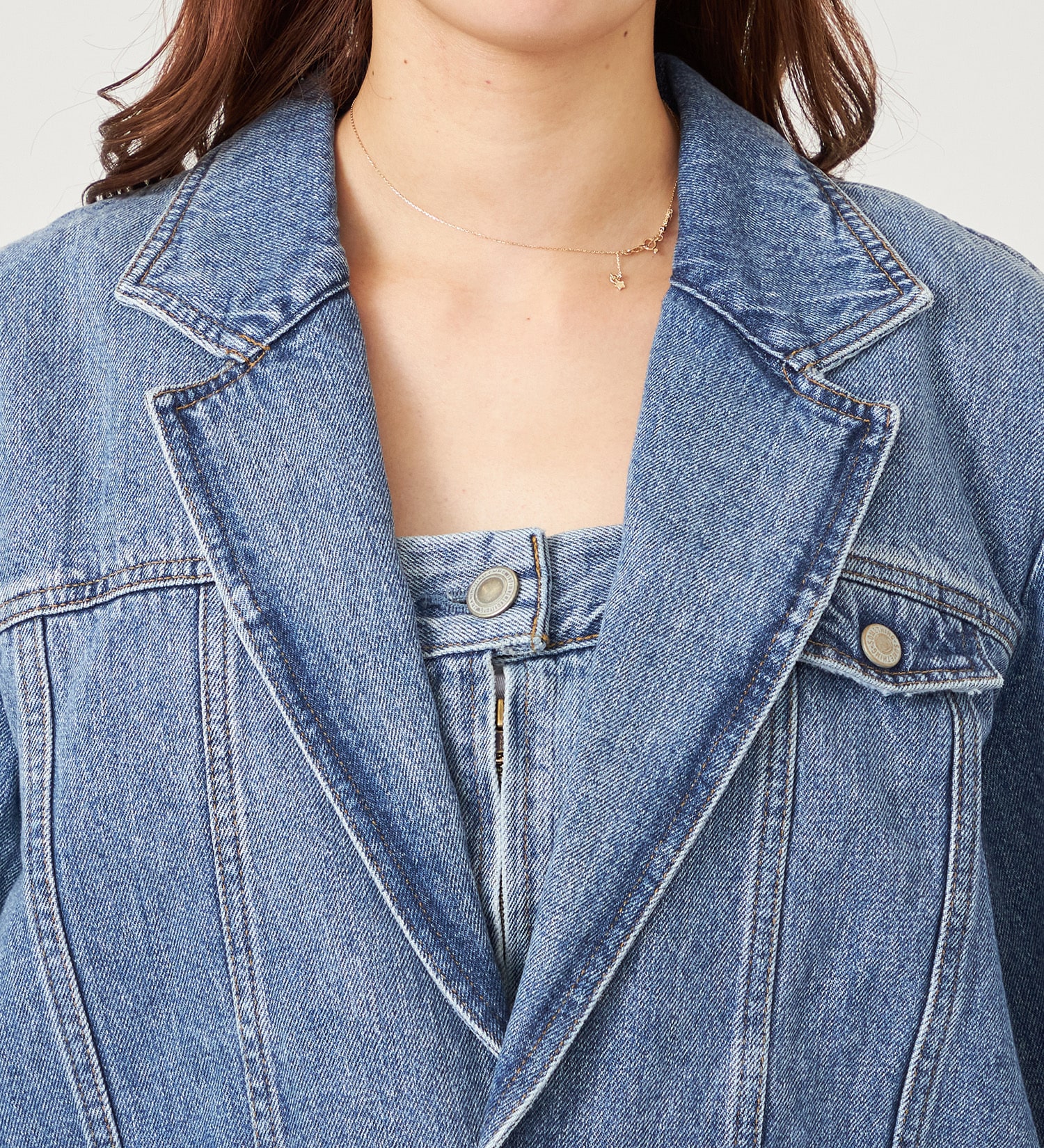 SOMETHING(サムシング)の【GISELe 10月号掲載】atelier SOMETHING DENIM BLAZER/アトリエサムシングデニムブレザー|ジャケット/アウター/テーラードジャケット/レディース|淡色ブルー