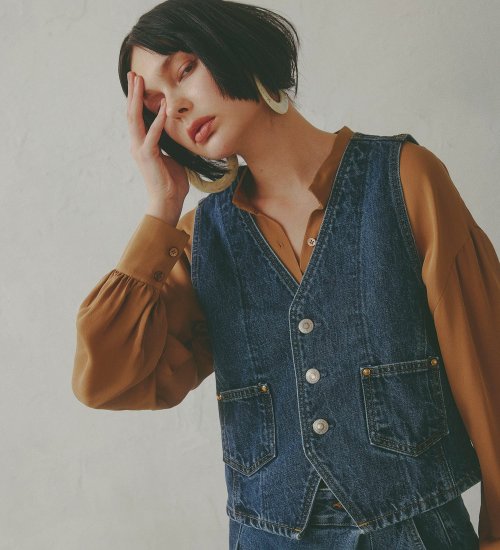 SOMETHING(サムシング)の【予約】atelier SOMETHING 3PIECE VEST/アトリエサムシング3ピースベスト|トップス/その他トップス/レディース|中色ブルー