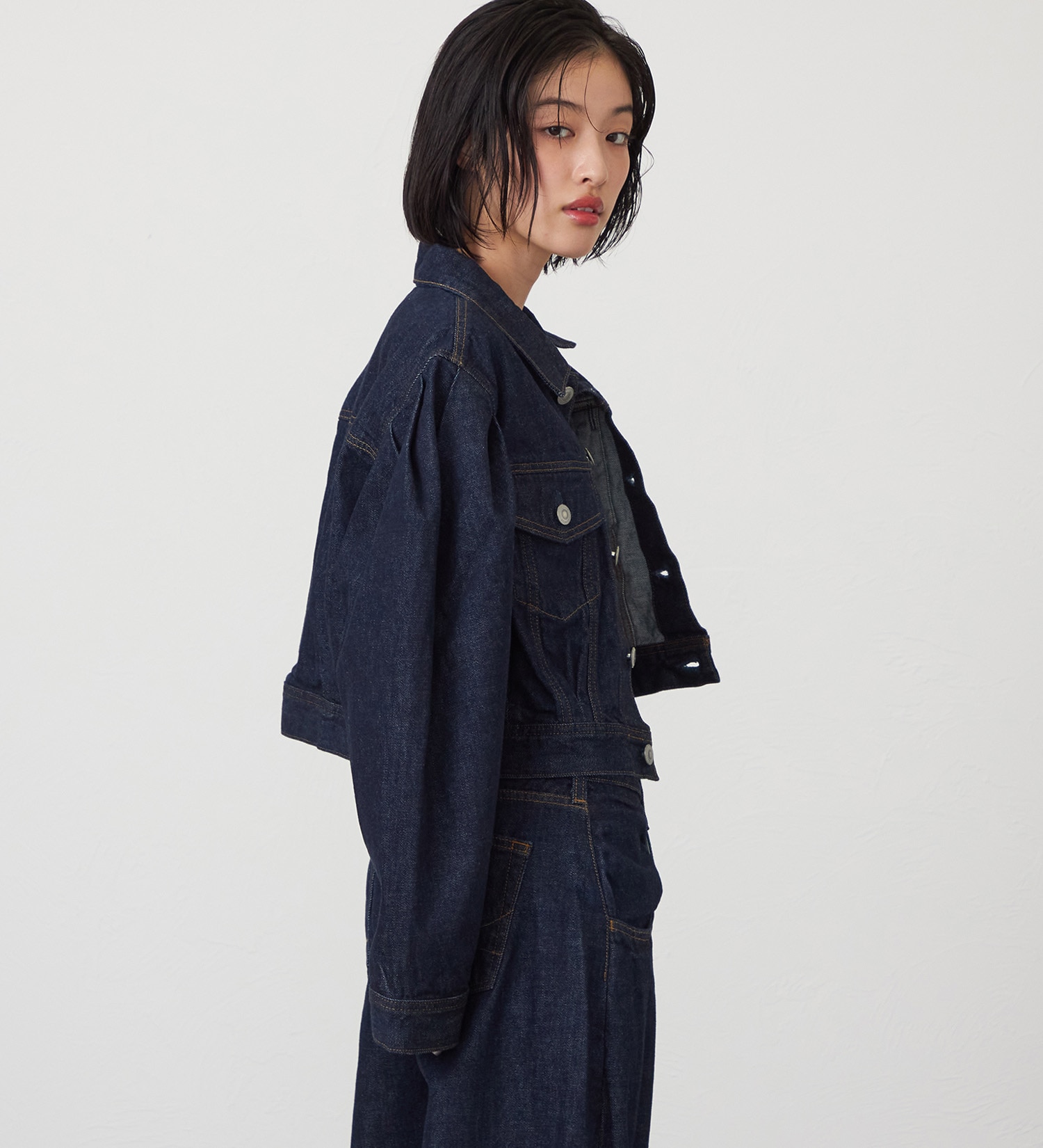 SOMETHING(サムシング)のatelier SOMETHING POWER SHOULDER DENIM JACKET/パワーショルダーデニムジャケット|ジャケット/アウター/デニムジャケット/レディース|インディゴブルー