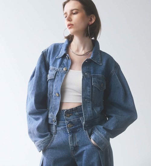 SOMETHING(サムシング)のatelier SOMETHING POWER SHOULDER DENIM JACKET/パワーショルダーデニムジャケット|ジャケット/アウター/デニムジャケット/レディース|ライトブルー