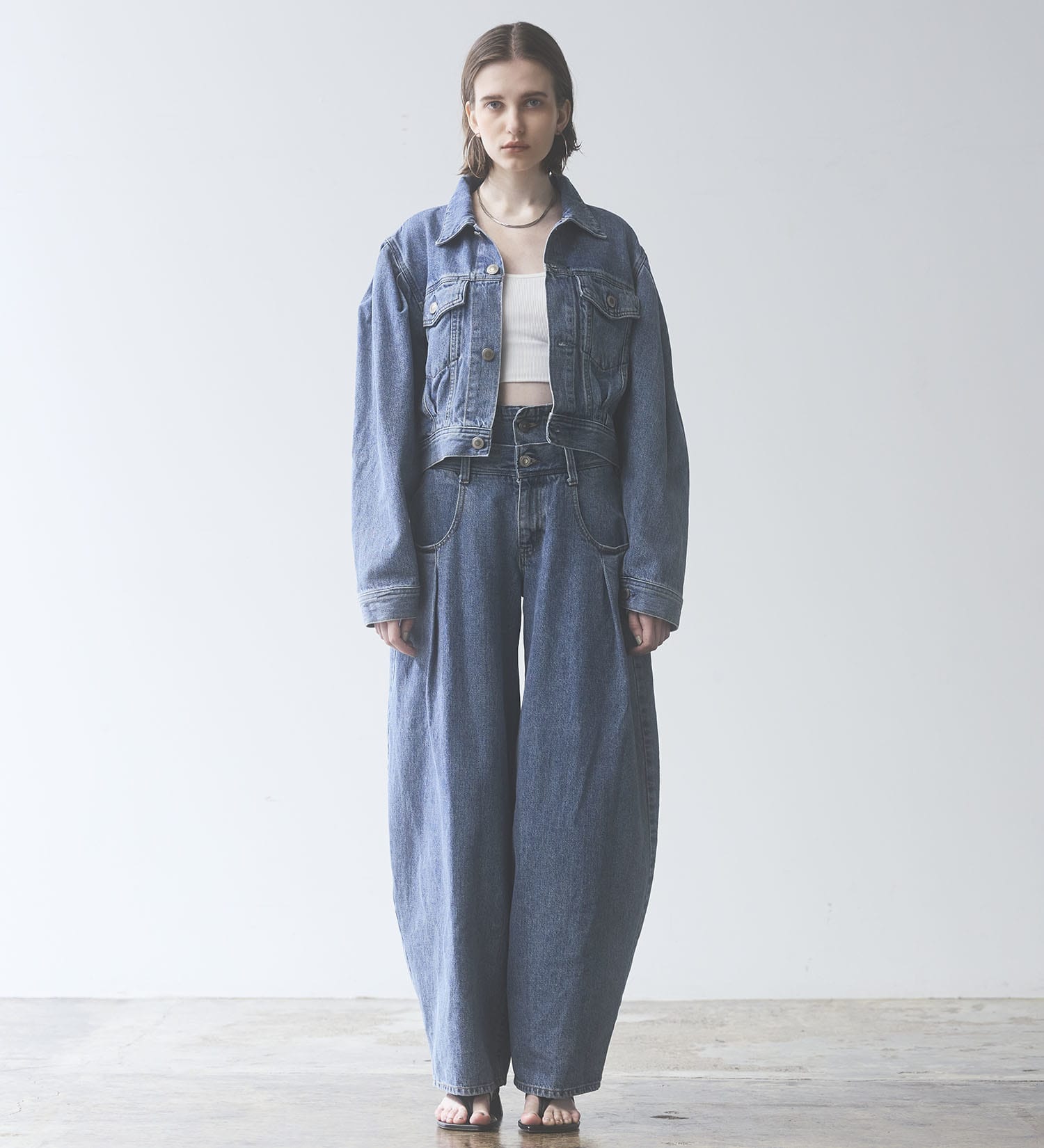 SOMETHING(サムシング)のatelier SOMETHING POWER SHOULDER DENIM JACKET/パワーショルダーデニムジャケット|ジャケット/アウター/デニムジャケット/レディース|ライトブルー