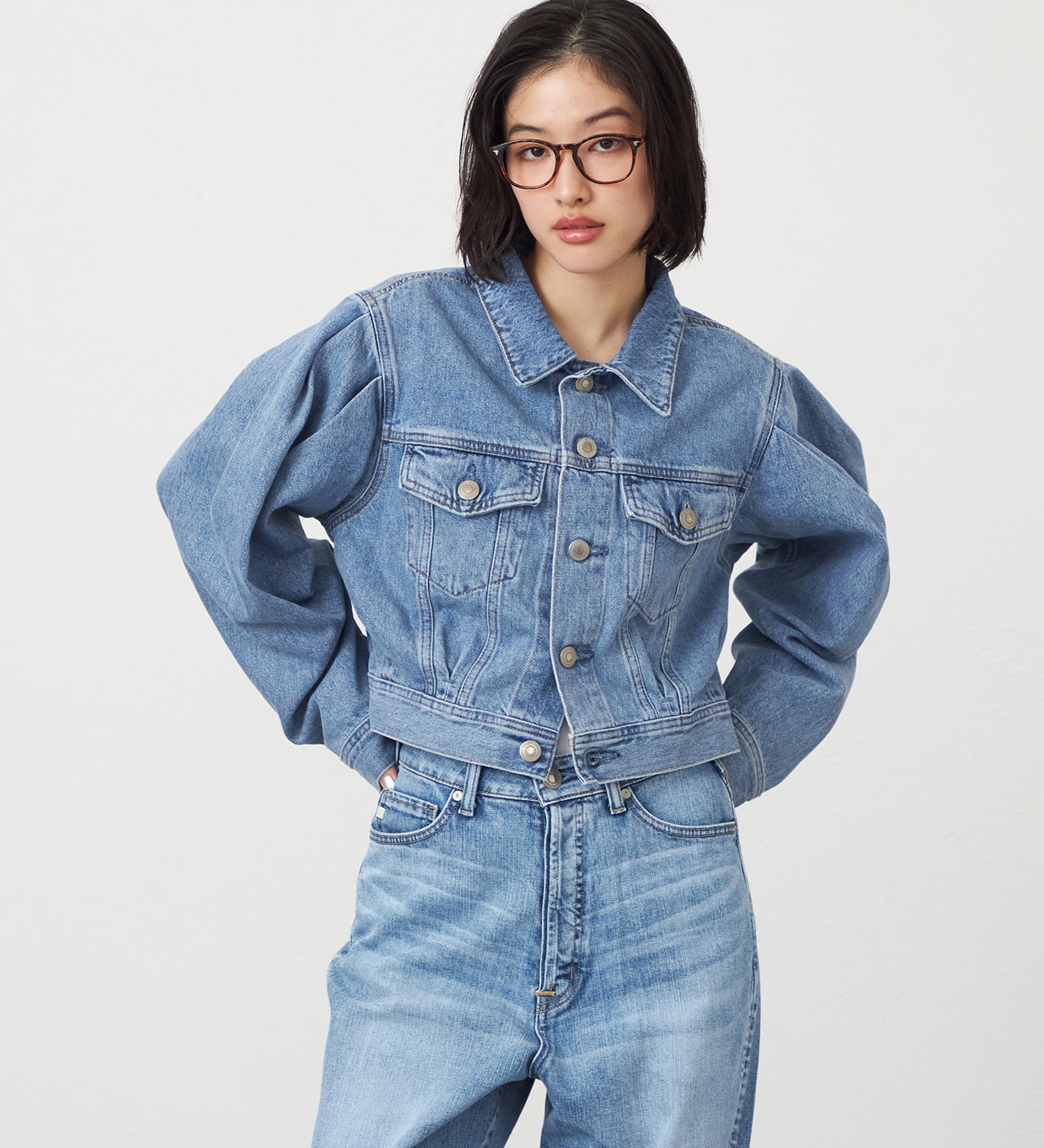 SOMETHING(サムシング)のatelier SOMETHING POWER SHOULDER DENIM JACKET/パワーショルダーデニムジャケット|ジャケット/アウター/デニムジャケット/レディース|ライトブルー