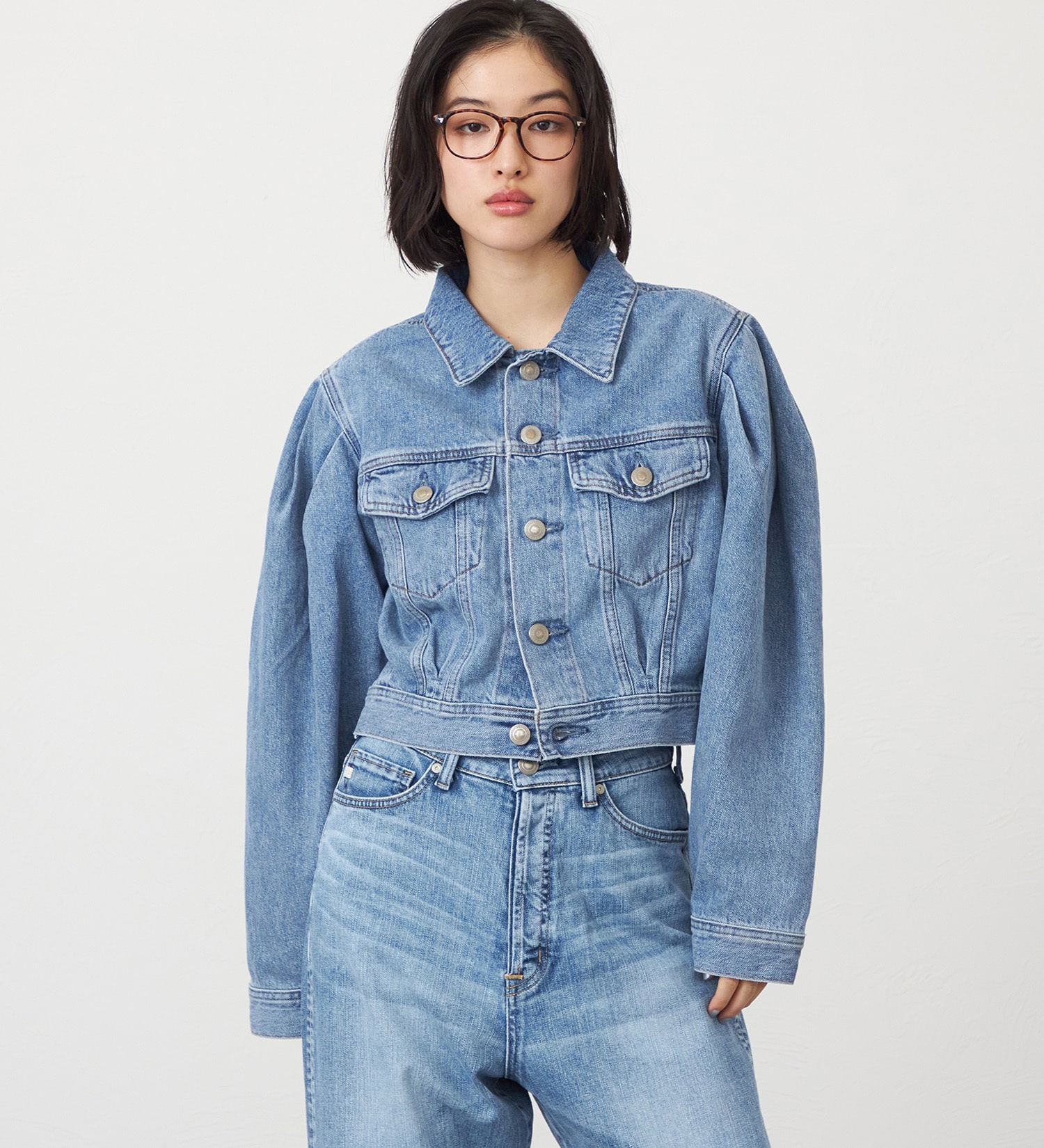 SOMETHING(サムシング)のatelier SOMETHING POWER SHOULDER DENIM JACKET/パワーショルダーデニムジャケット|ジャケット/アウター/デニムジャケット/レディース|ライトブルー