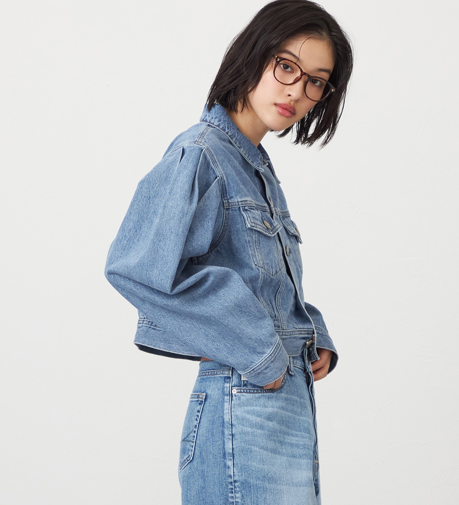 SOMETHING(サムシング)のatelier SOMETHING POWER SHOULDER DENIM JACKET/パワーショルダーデニムジャケット|ジャケット/アウター/デニムジャケット/レディース|ライトブルー