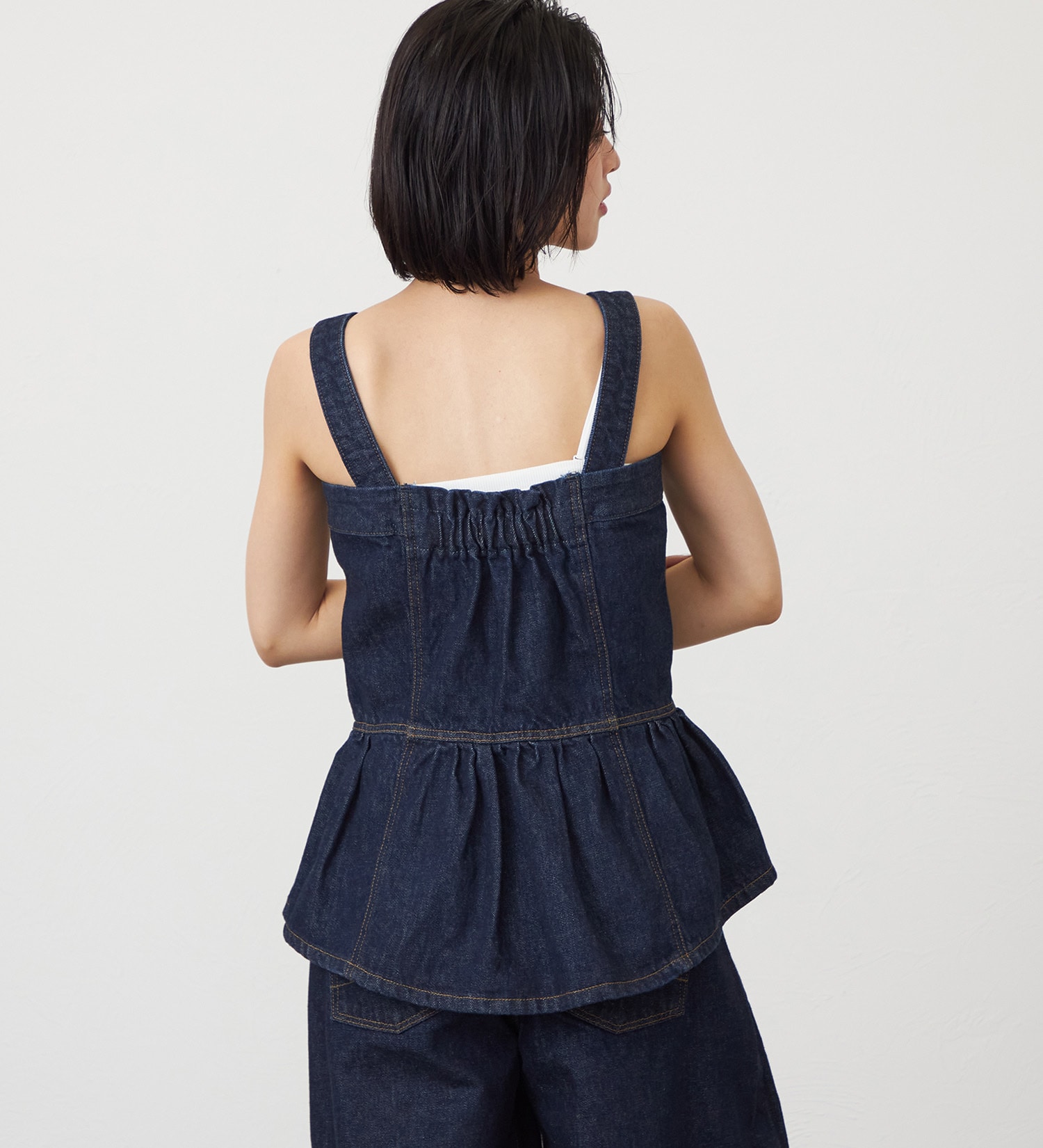 SOMETHING(サムシング)のatelier SOMETHING　WAIST GATHER BUSTIER/ウエストギャザービスチェ|トップス/キャミソール/レディース|インディゴブルー