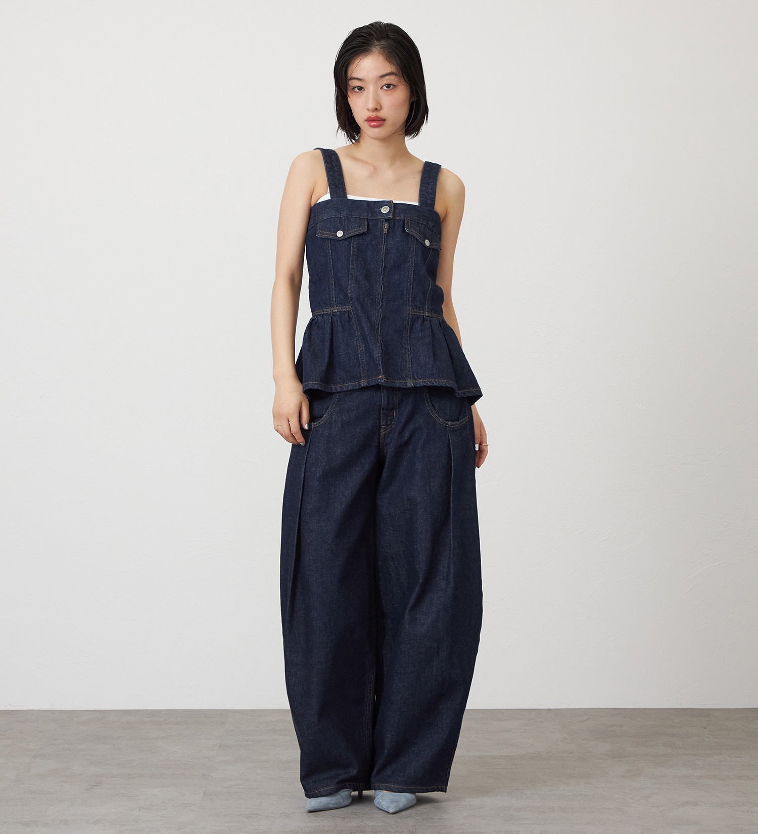 SOMETHING(サムシング)のatelier SOMETHING　WAIST GATHER BUSTIER/ウエストギャザービスチェ|トップス/キャミソール/レディース|インディゴブルー