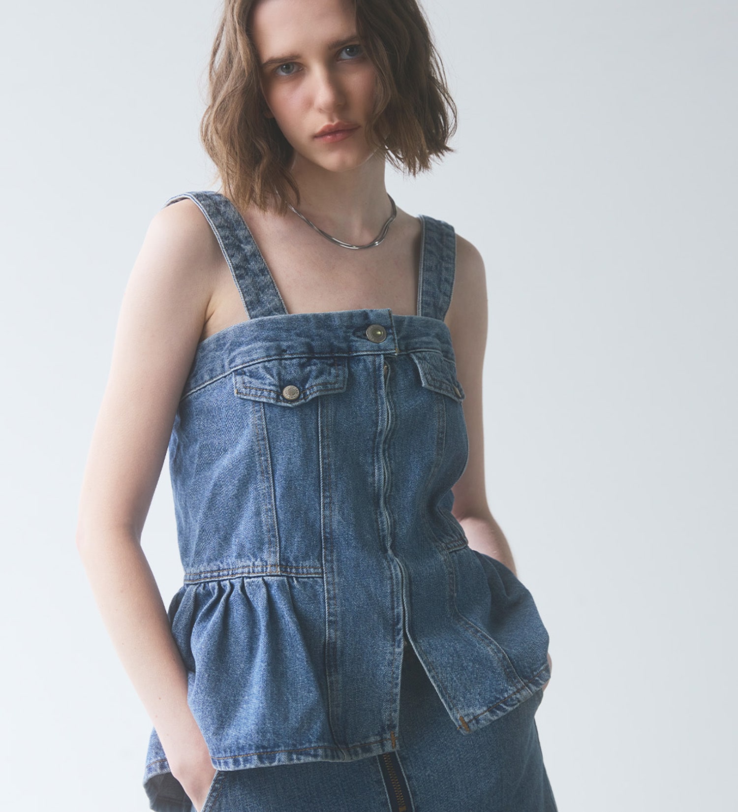 SOMETHING(サムシング)のatelier SOMETHING　WAIST GATHER BUSTIER/ウエストギャザービスチェ|トップス/キャミソール/レディース|淡色ブルー