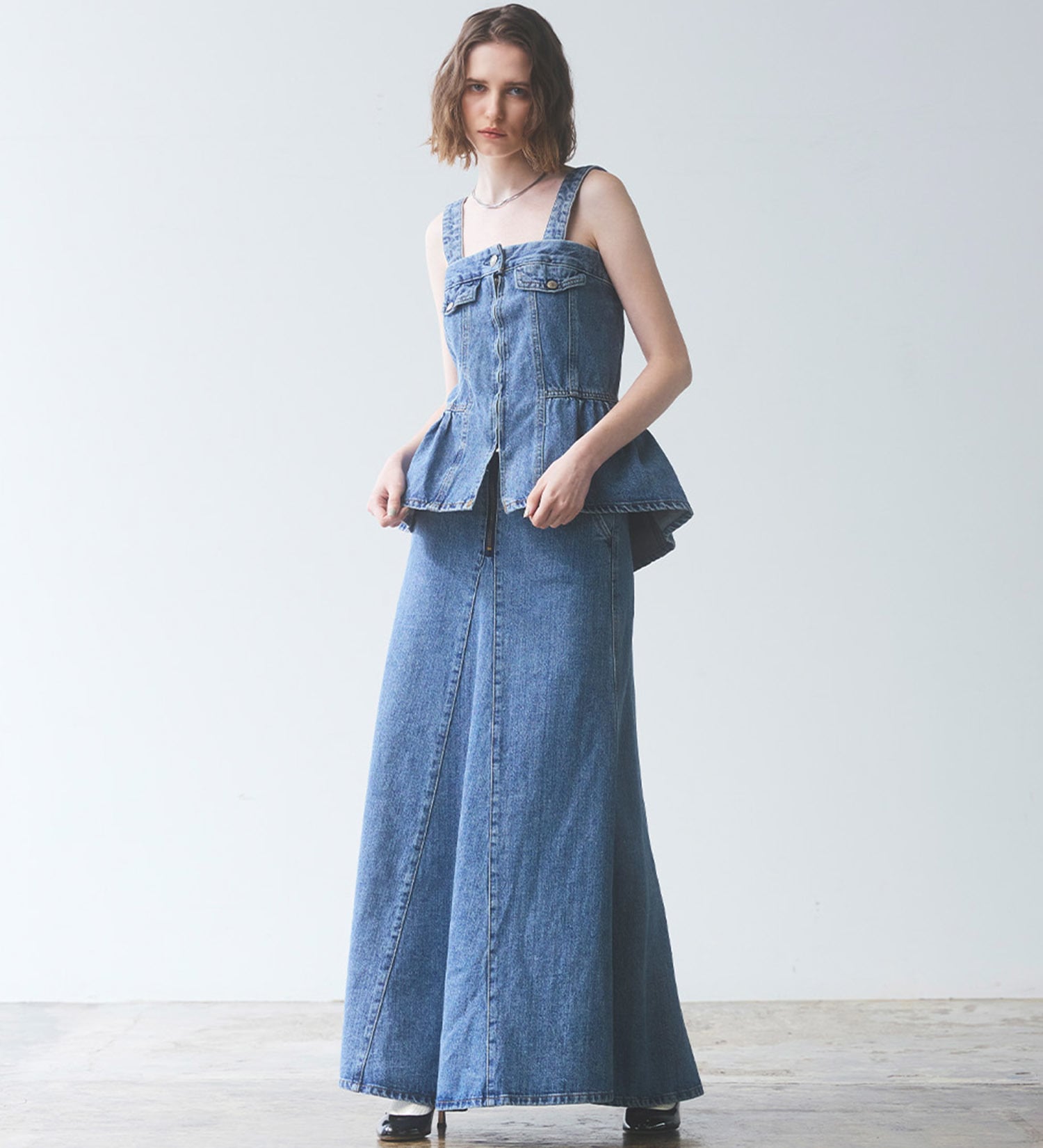 SOMETHING(サムシング)のatelier SOMETHING　WAIST GATHER BUSTIER/ウエストギャザービスチェ|トップス/キャミソール/レディース|淡色ブルー