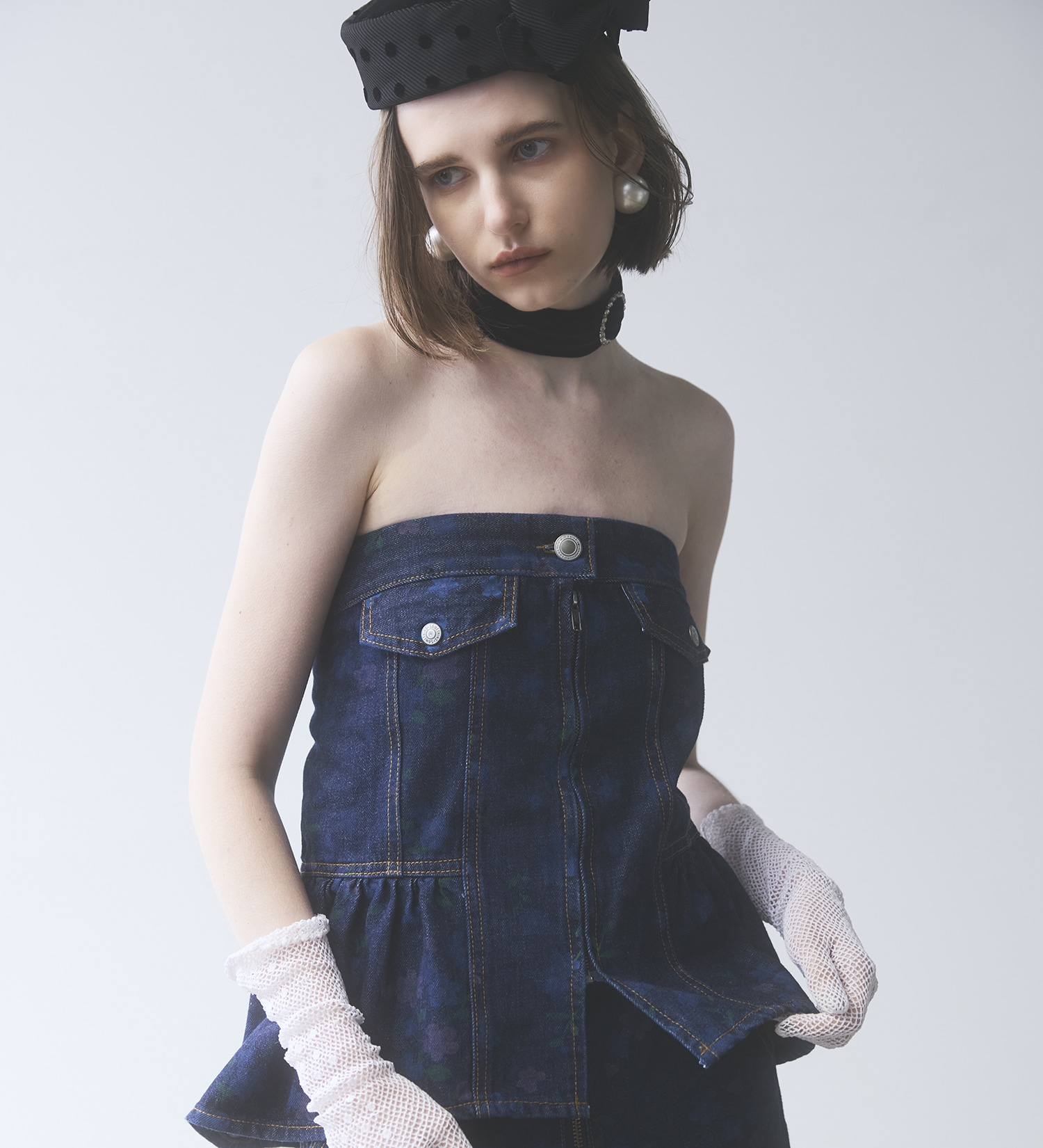 SOMETHING(サムシング)の【予約】atelier SOMETHING WAIST GATHER BUSTIER【FLOWER】/ウエストギャザービスチェ|トップス/キャミソール/レディース|ブルー