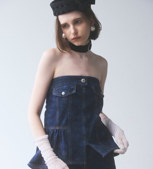 【予約】atelier SOMETHING　WAIST GATHER BUSTIER【FLOWER】/ウエストギャザービスチェ