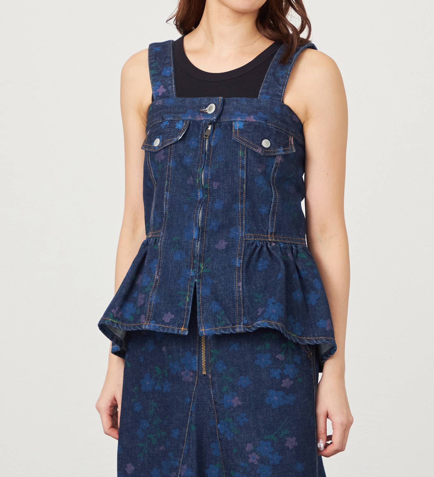 SOMETHING(サムシング)の【予約】atelier SOMETHING WAIST GATHER BUSTIER【FLOWER】/ウエストギャザービスチェ|トップス/キャミソール/レディース|ブルー