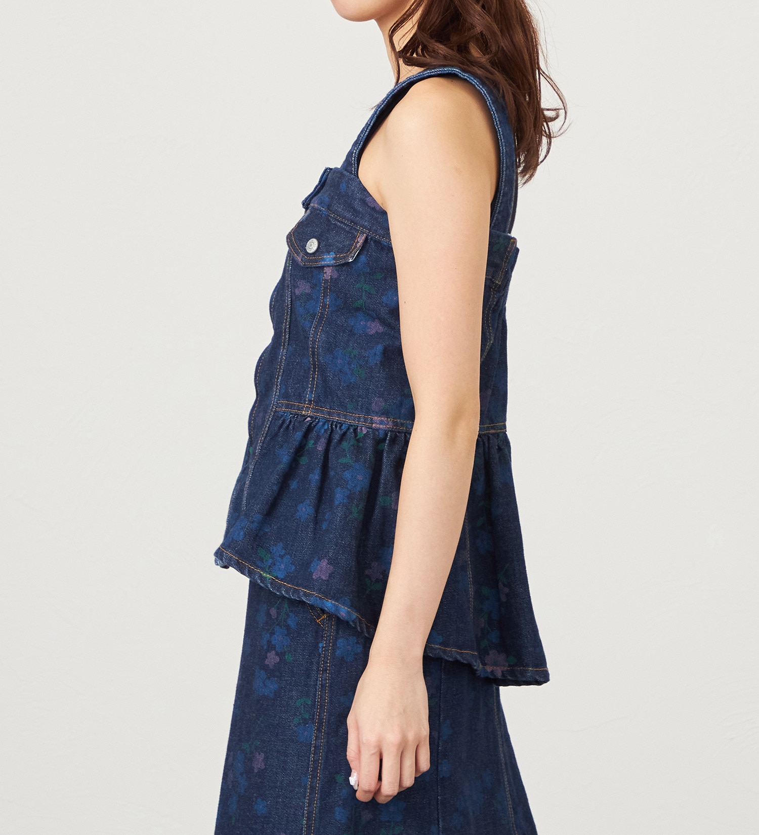 SOMETHING(サムシング)の【予約】atelier SOMETHING WAIST GATHER BUSTIER【FLOWER】/ウエストギャザービスチェ|トップス/キャミソール/レディース|ブルー