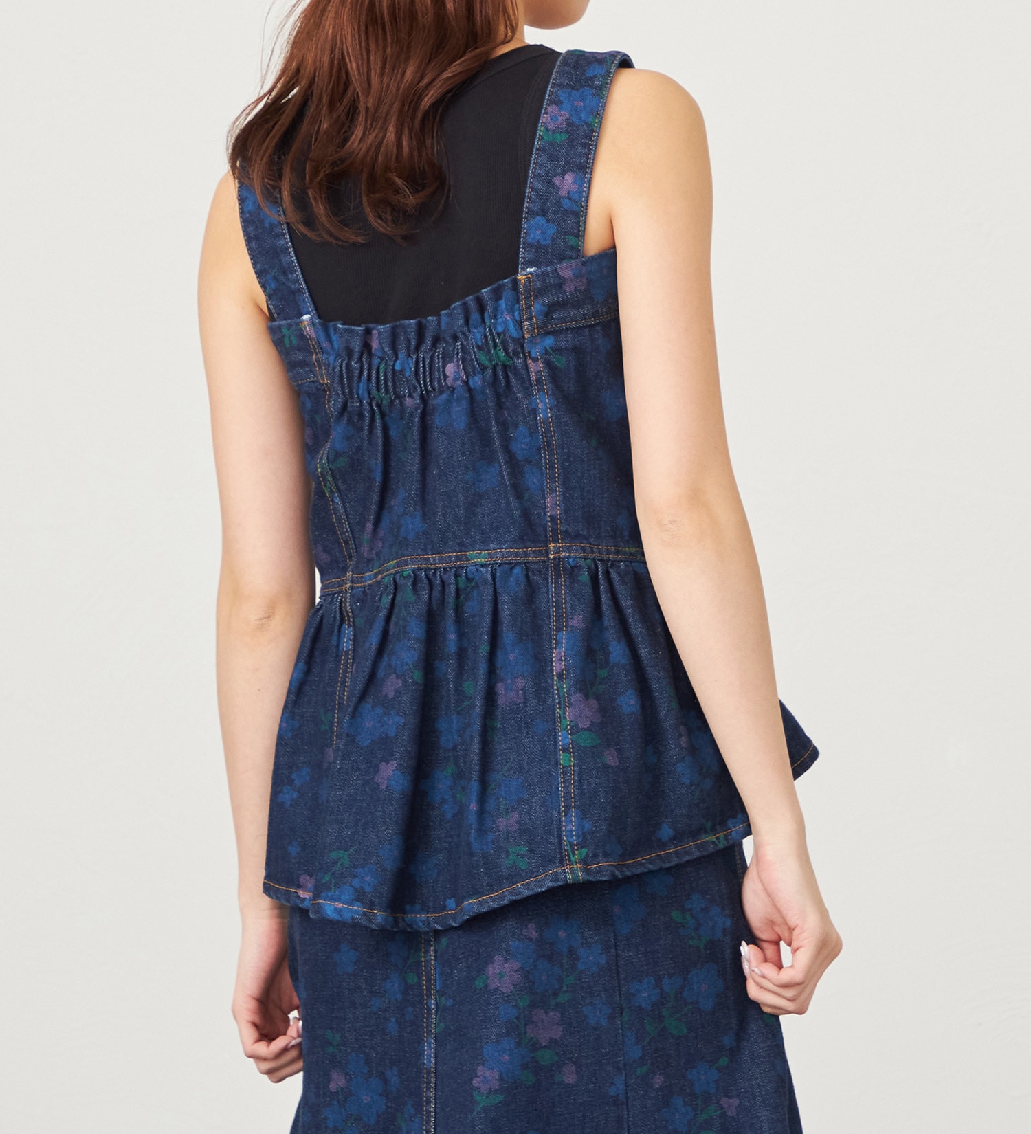 SOMETHING(サムシング)の【予約】atelier SOMETHING WAIST GATHER BUSTIER【FLOWER】/ウエストギャザービスチェ|トップス/キャミソール/レディース|ブルー