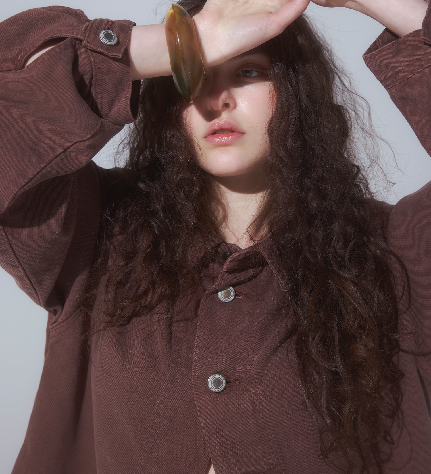 SOMETHING(サムシング)の【予約】atelier SOMETHING drape SHACKET/ドレープシャツジャケット|ジャケット/アウター/テーラードジャケット/レディース|ブラウン