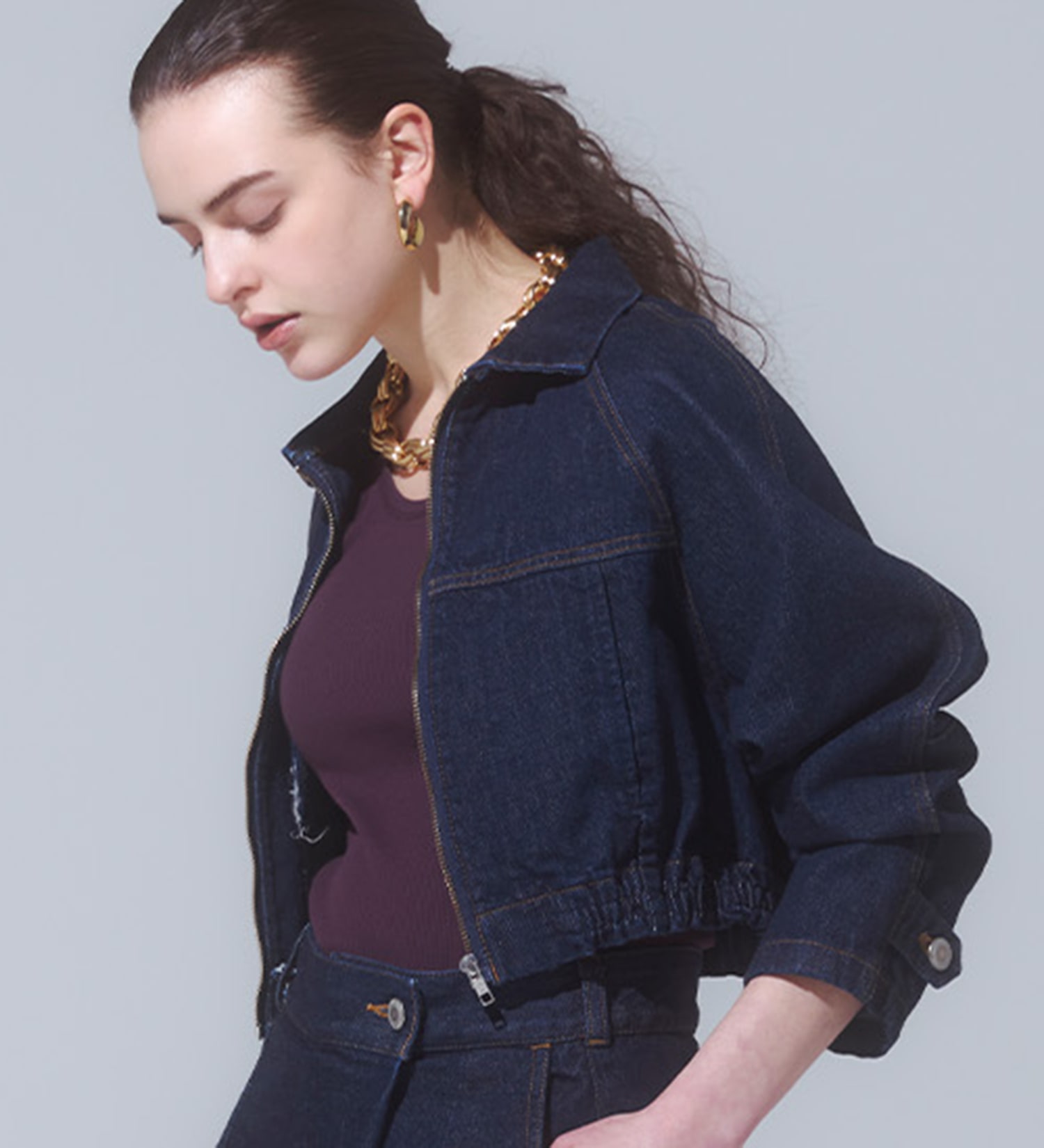 SOMETHING(サムシング)の【予約】atelier SOMETHING BLOUSON/デニムブルゾン|ジャケット/アウター/デニムジャケット/レディース|インディゴブルー
