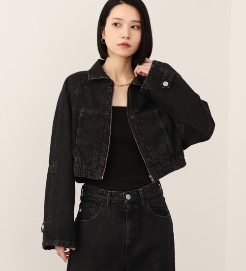 SOMETHING(サムシング)の【予約】atelier SOMETHING BLOUSON/デニムブルゾン|ジャケット/アウター/デニムジャケット/レディース|ブラック