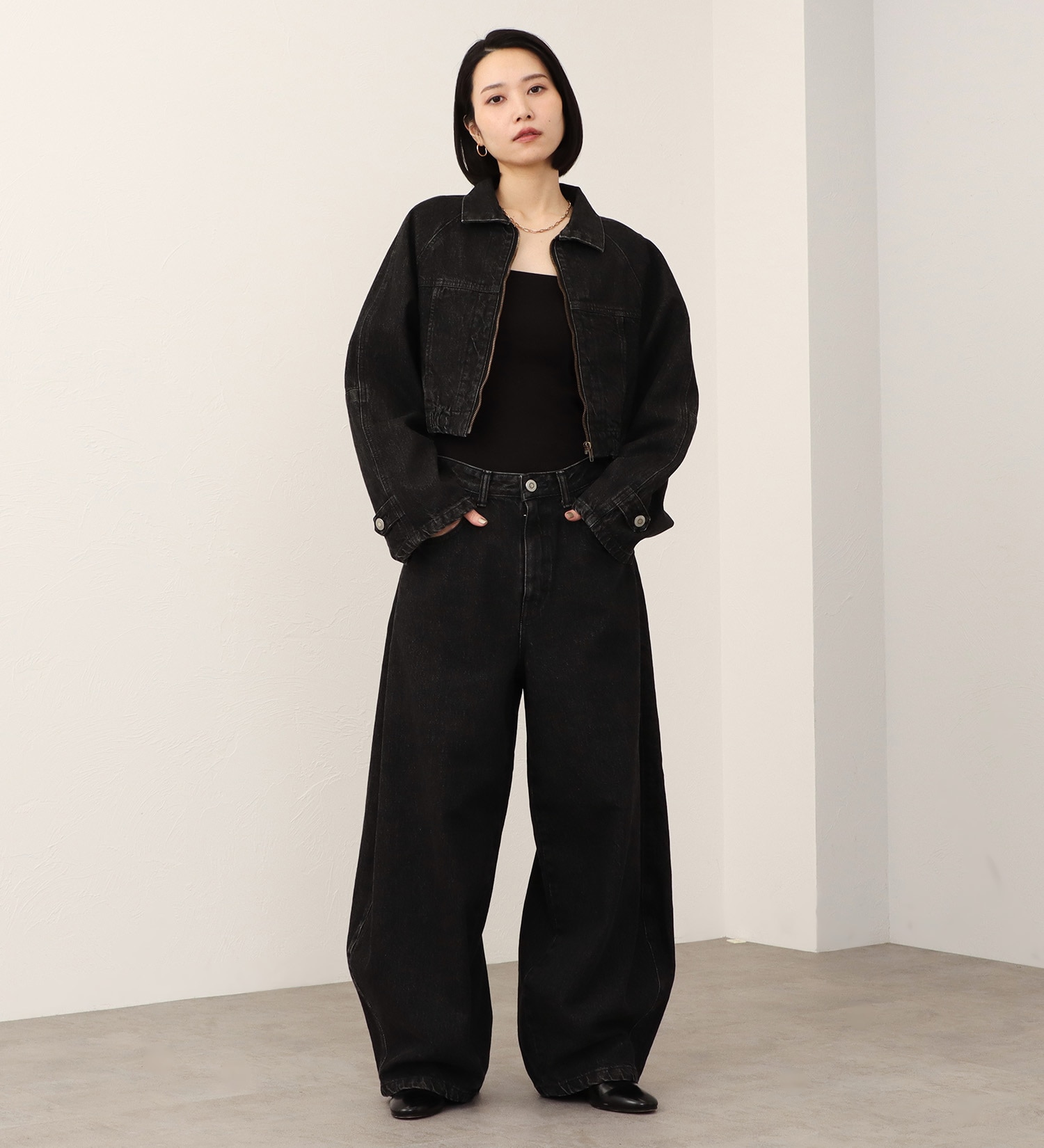 SOMETHING(サムシング)の【予約】atelier SOMETHING  BLOUSON/デニムブルゾン|ジャケット/アウター/デニムジャケット/レディース|ブラック