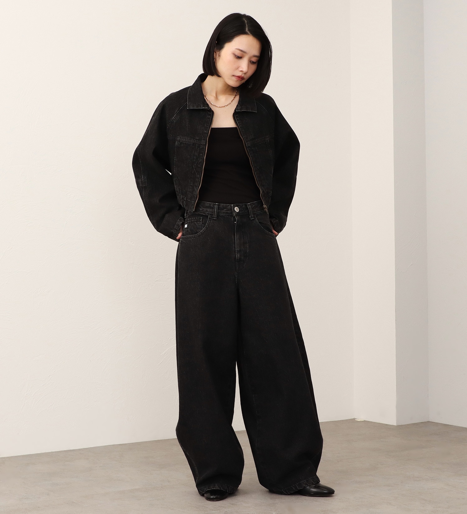 SOMETHING(サムシング)の【予約】atelier SOMETHING  BLOUSON/デニムブルゾン|ジャケット/アウター/デニムジャケット/レディース|ブラック