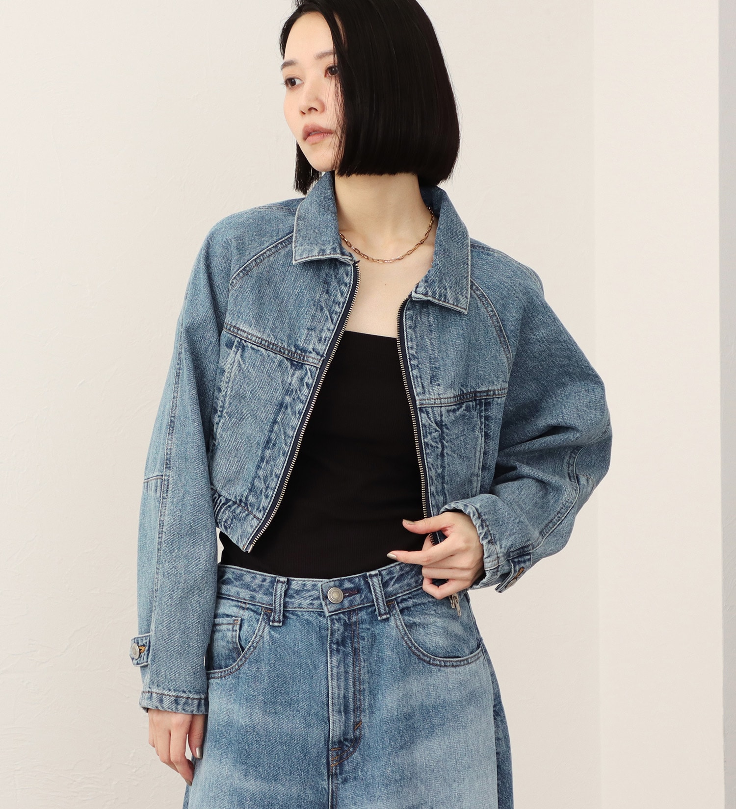 SOMETHING(サムシング)の【予約】atelier SOMETHING BLOUSON/デニムブルゾン|ジャケット/アウター/デニムジャケット/レディース|淡色ブルー