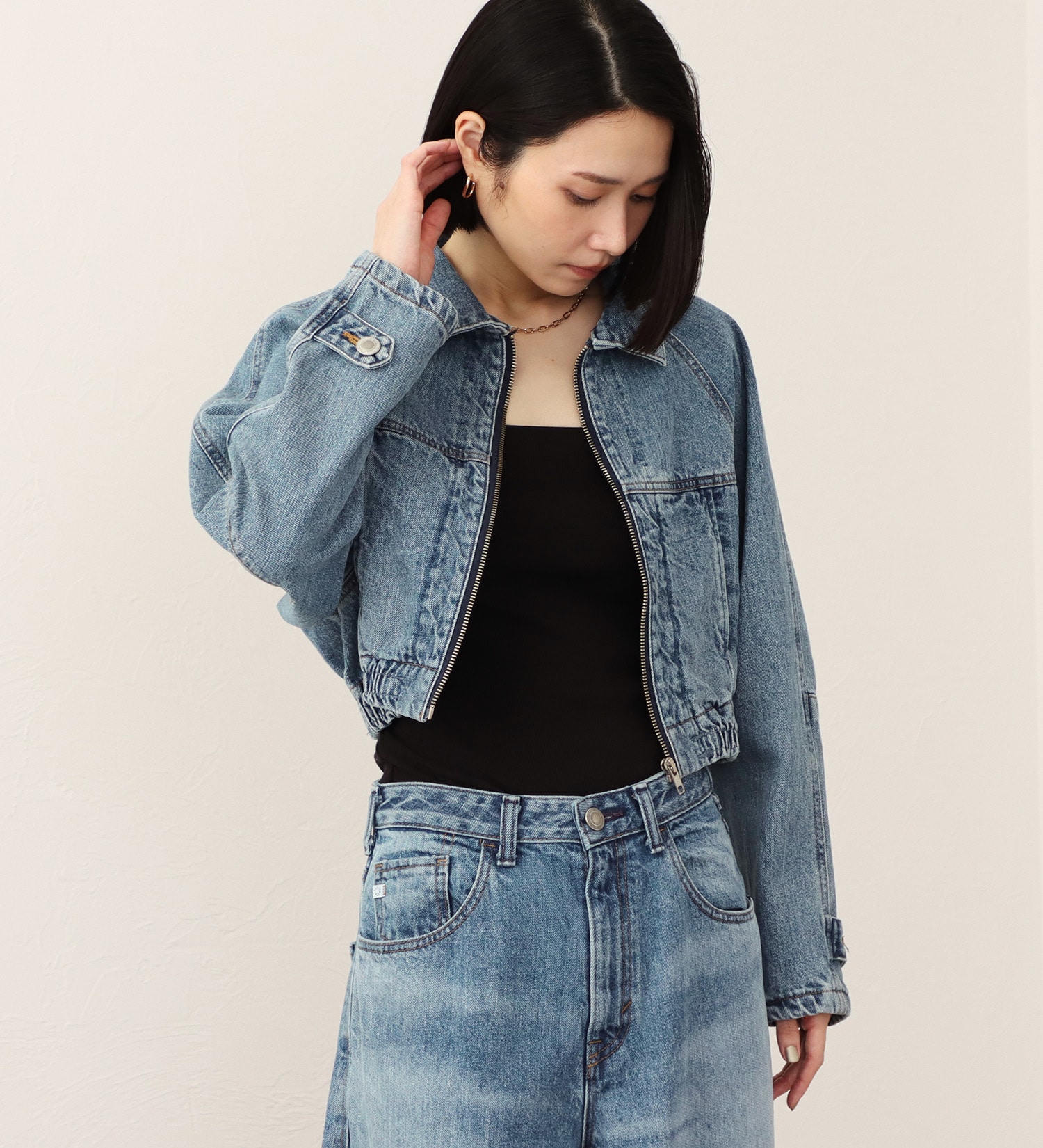 SOMETHING(サムシング)の【予約】atelier SOMETHING BLOUSON/デニムブルゾン|ジャケット/アウター/デニムジャケット/レディース|淡色ブルー