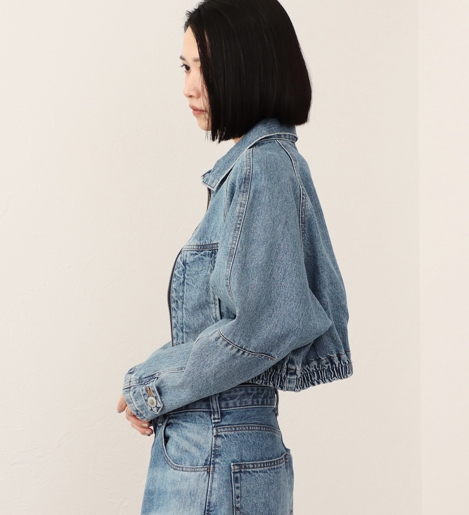 SOMETHING(サムシング)の【予約】atelier SOMETHING BLOUSON/デニムブルゾン|ジャケット/アウター/デニムジャケット/レディース|淡色ブルー