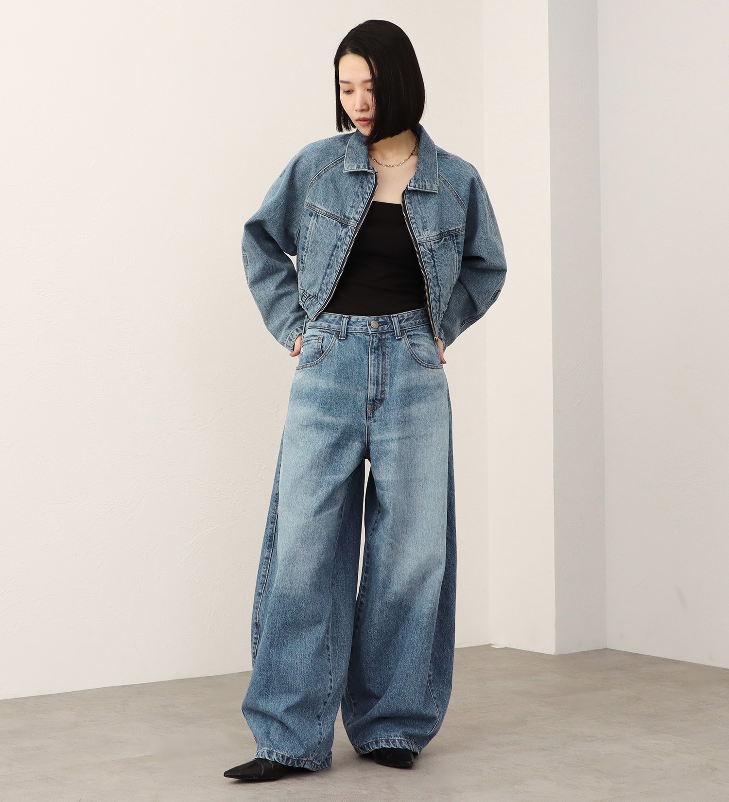 SOMETHING(サムシング)の【予約】atelier SOMETHING BLOUSON/デニムブルゾン|ジャケット/アウター/デニムジャケット/レディース|淡色ブルー