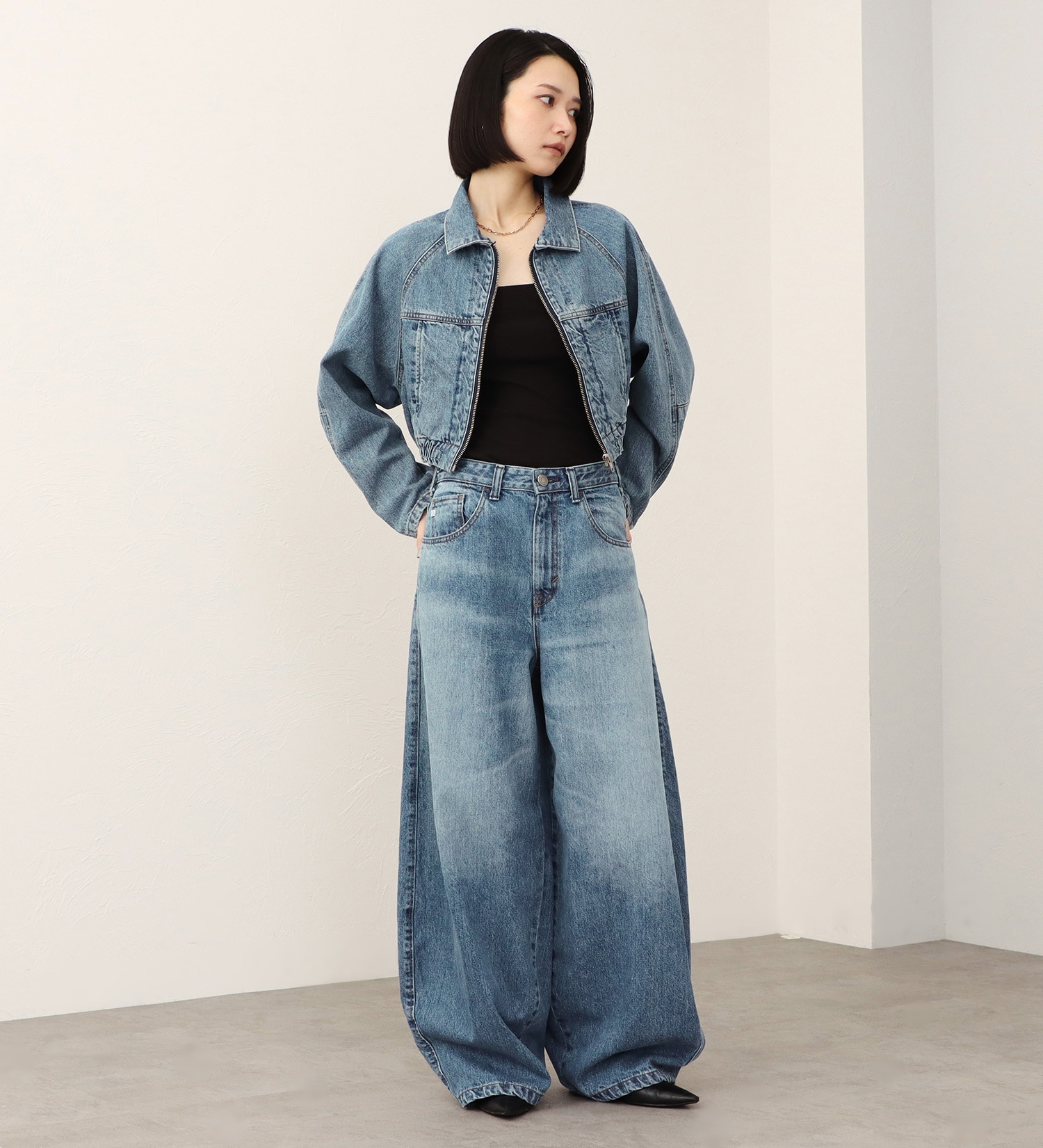 SOMETHING(サムシング)の【予約】atelier SOMETHING BLOUSON/デニムブルゾン|ジャケット/アウター/デニムジャケット/レディース|淡色ブルー