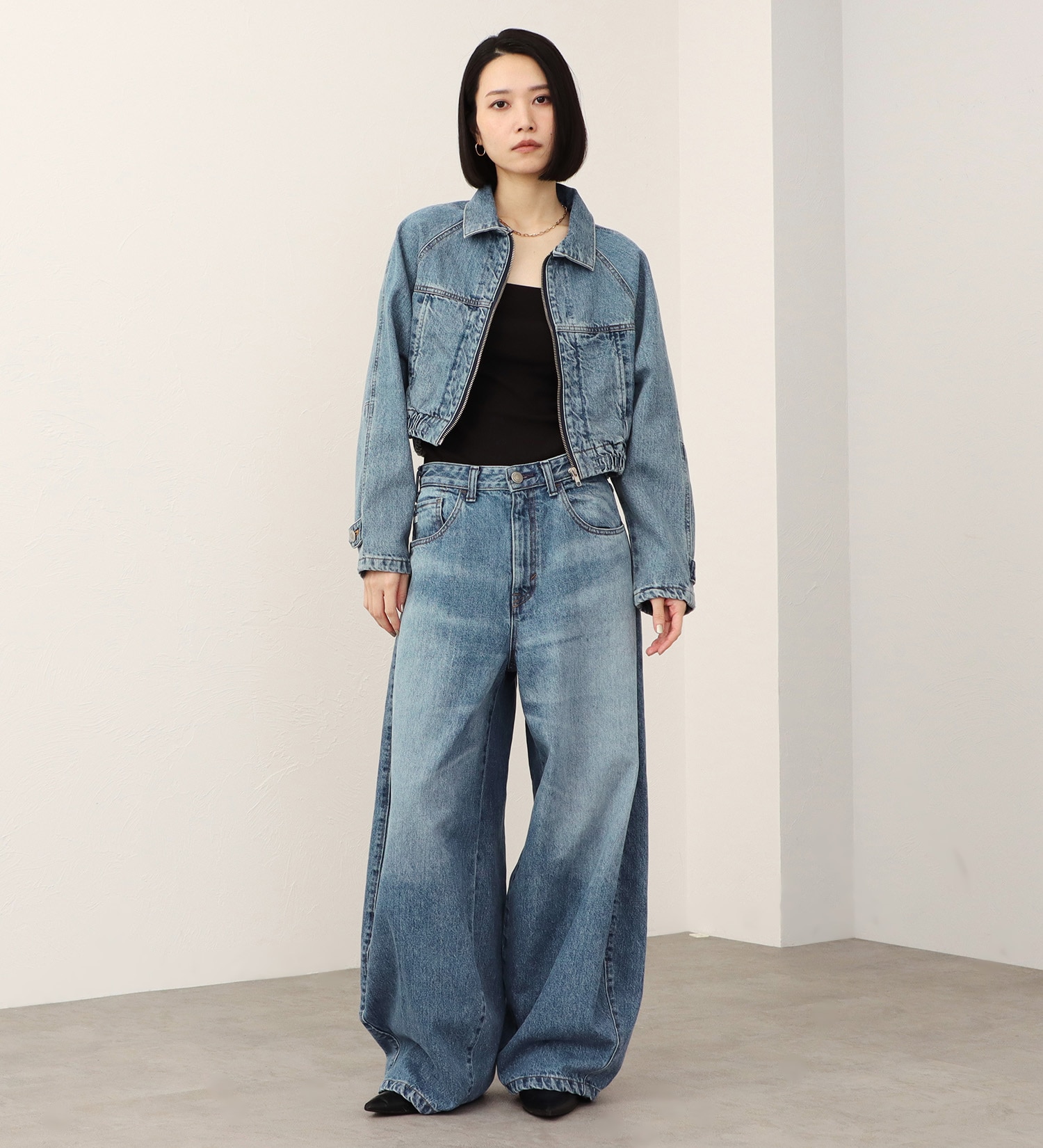 SOMETHING(サムシング)の【予約】atelier SOMETHING BLOUSON/デニムブルゾン|ジャケット/アウター/デニムジャケット/レディース|淡色ブルー