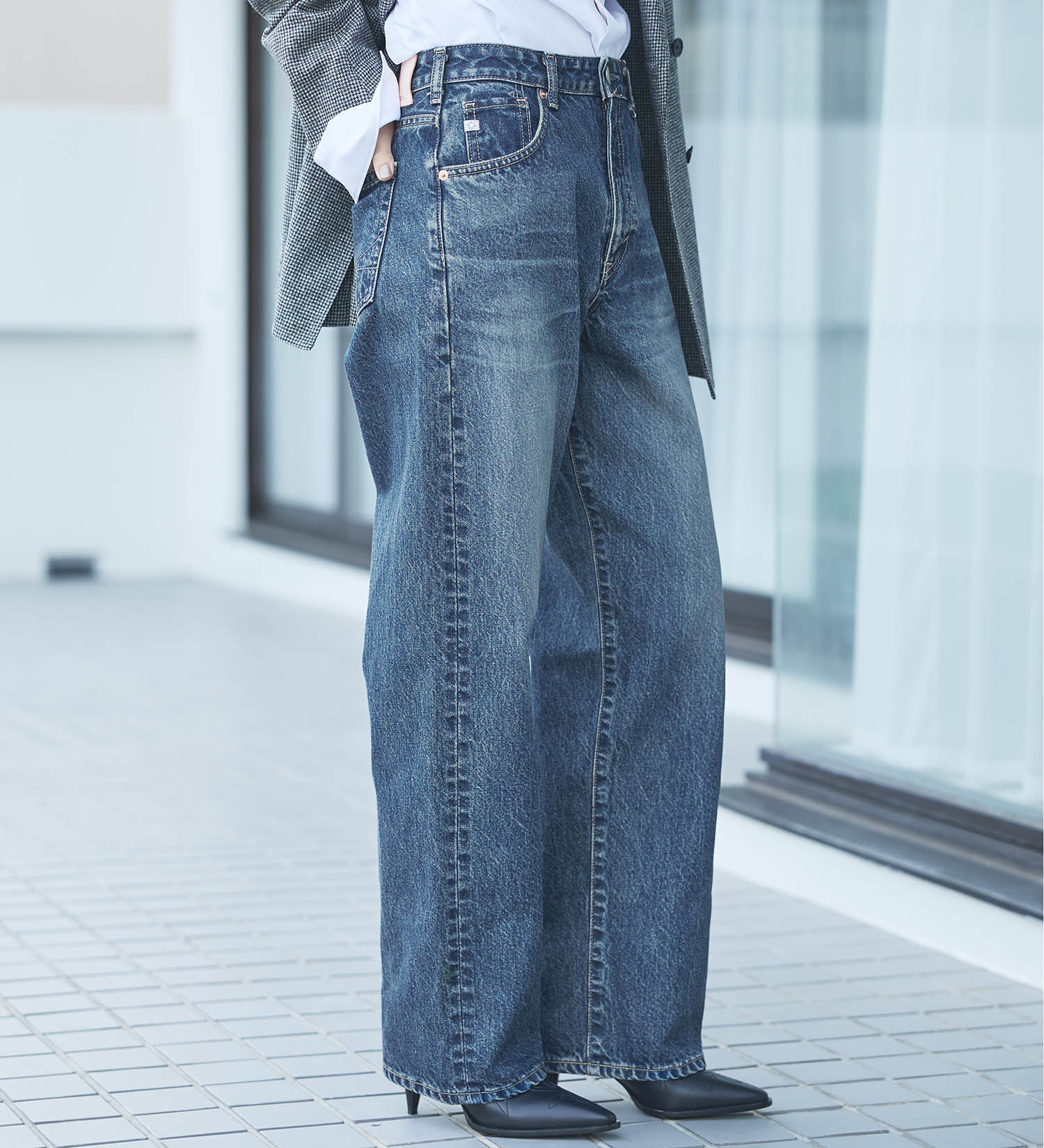 SOMETHING(サムシング)のSOMETHING ELSA ヴィンテージルーズストレートデニムパンツ|パンツ/デニム/ジーンズパンツ/レディース|中色ブルー