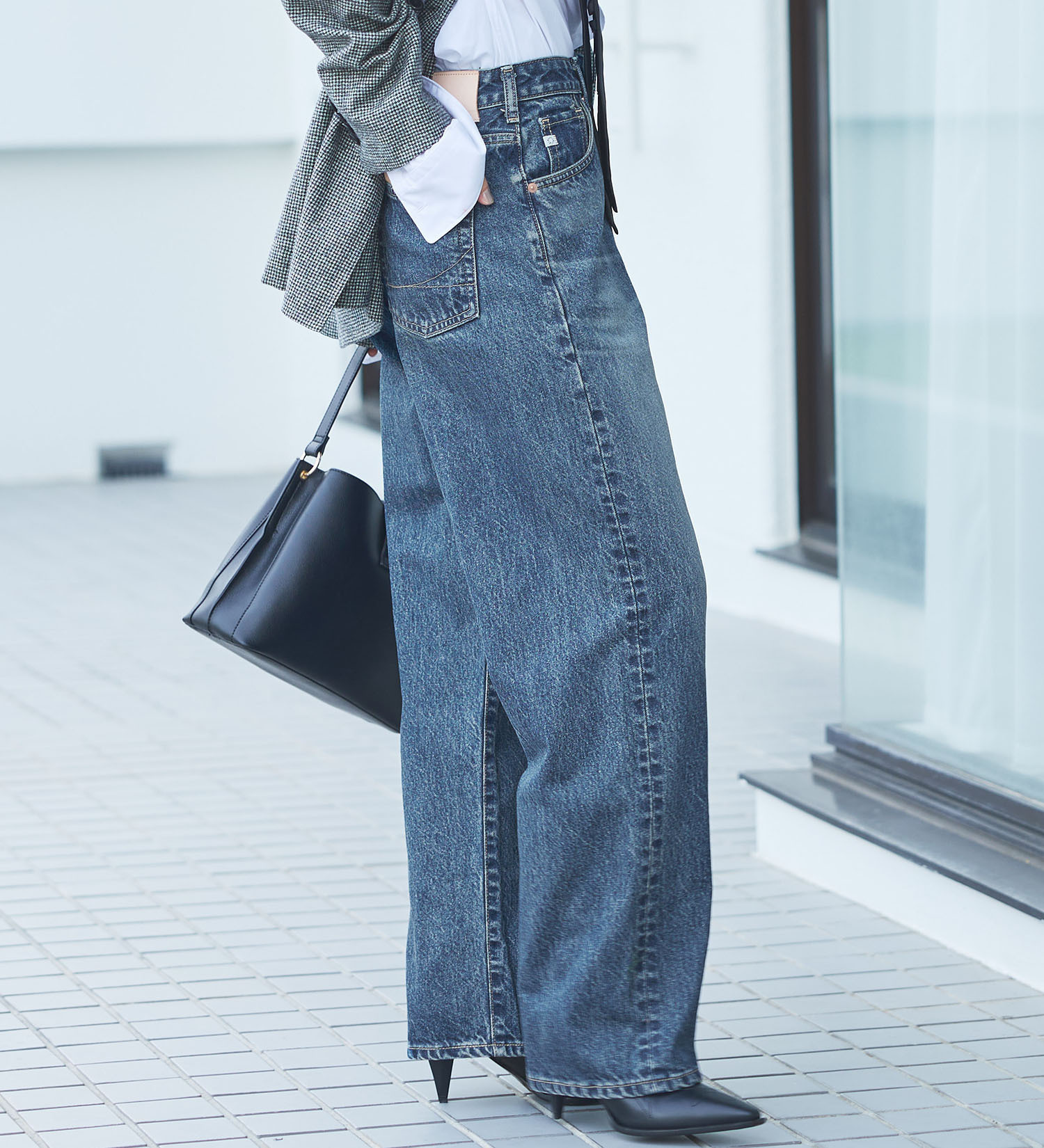 SOMETHING(サムシング)のSOMETHING ELSA ヴィンテージルーズストレートデニムパンツ|パンツ/デニム/ジーンズパンツ/レディース|中色ブルー