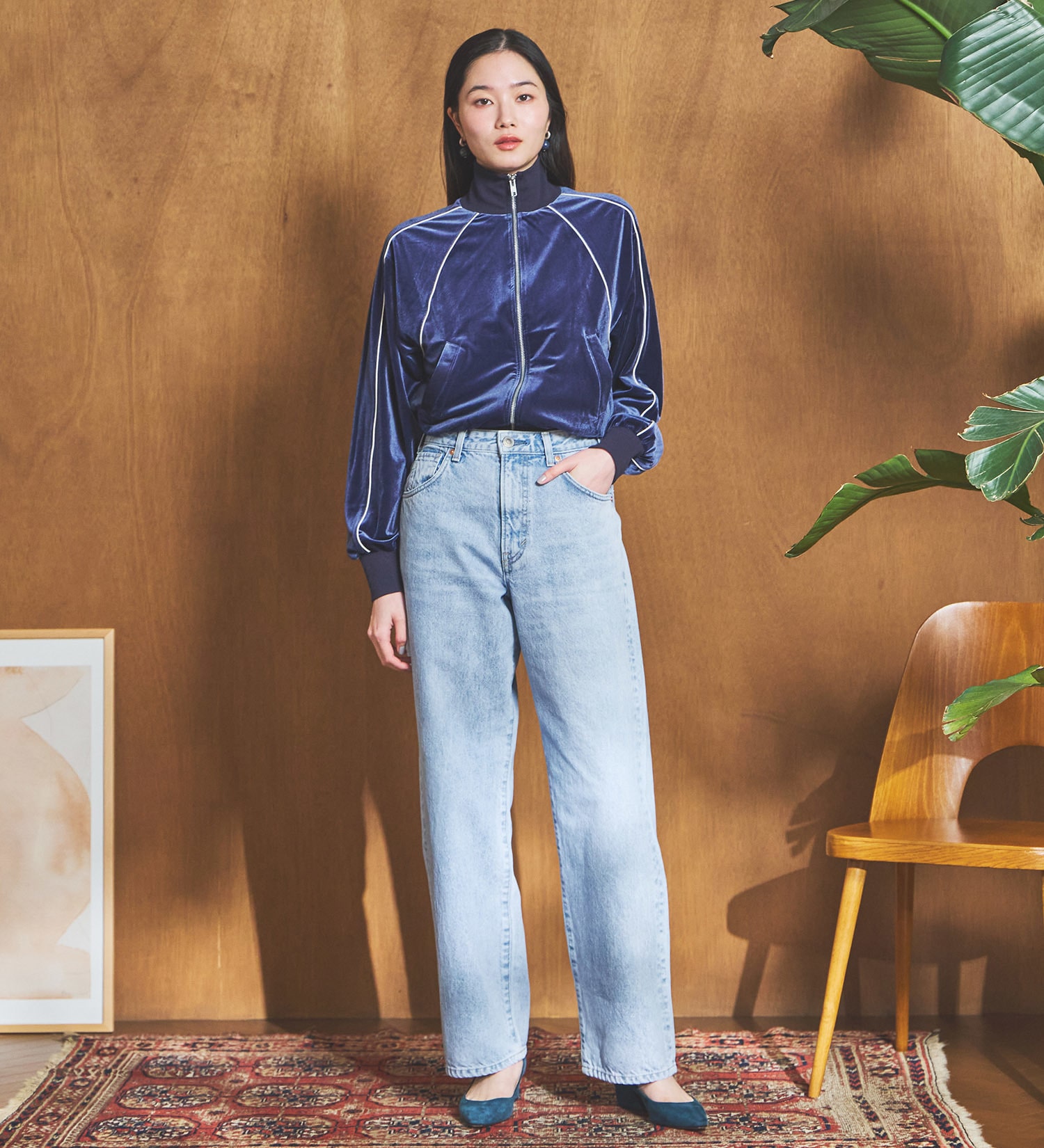 SOMETHING(サムシング)のSOMETHING ELSA ヴィンテージルーズストレートデニムパンツ|パンツ/デニム/ジーンズパンツ/レディース|淡色ブルー2