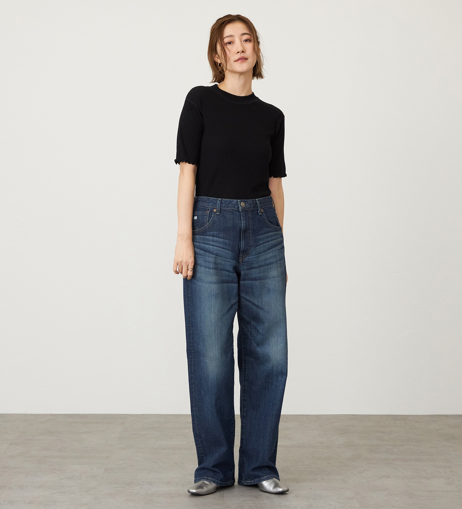 SOMETHING(サムシング)のSOMETHING ELSA LOOSE STRAIGHT/ルーズストレートデニムパンツ|パンツ/デニム/ジーンズパンツ/レディース|濃色ブルー