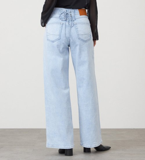 SOMETHING(サムシング)の【試着対象】SOMETHING LISAレースアップワイドデニムパンツ|パンツ/デニム/ジーンズパンツ/レディース|淡色ブルー2