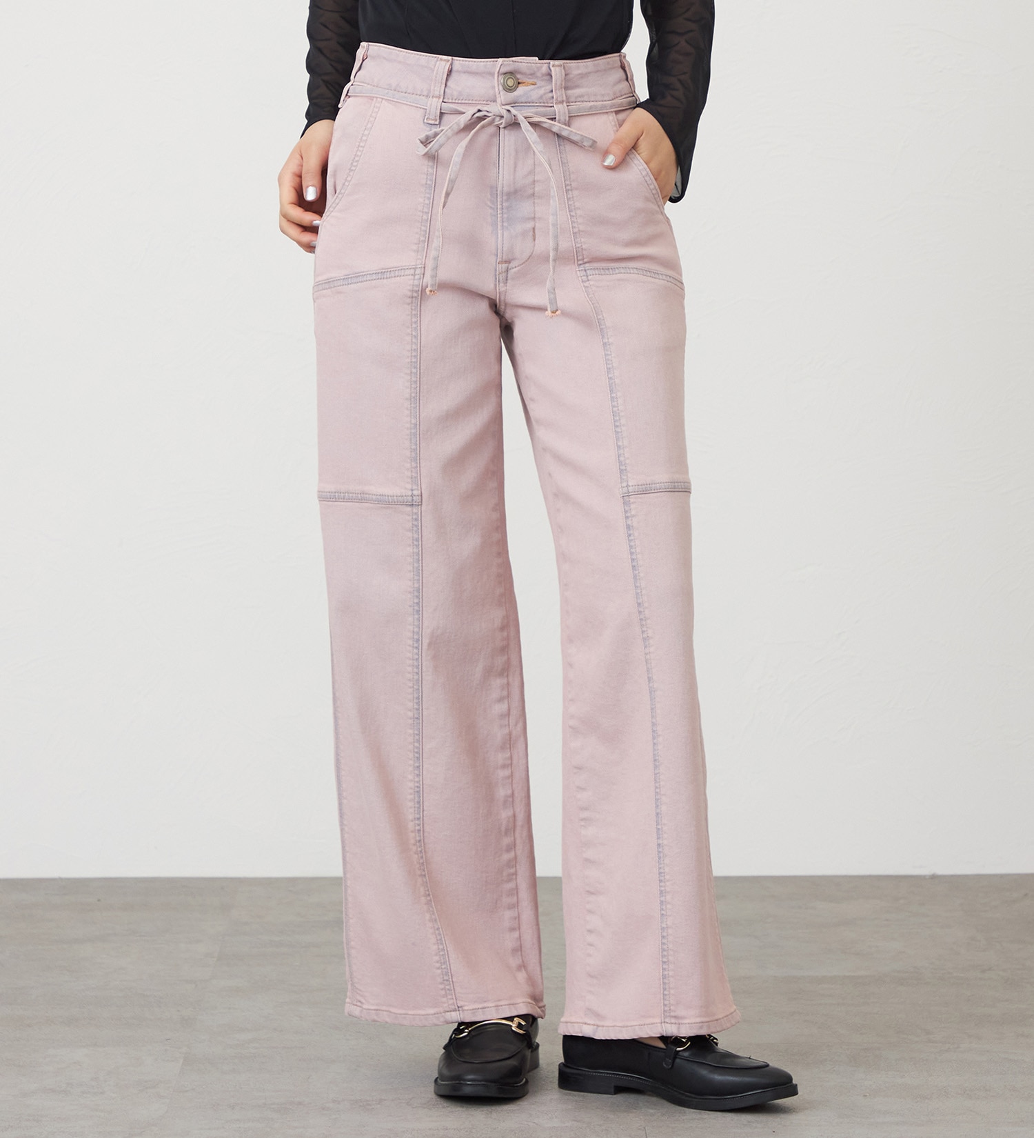 SOMETHING(サムシング)のSOMETHING LISA BELTED WIDE/ワイドデニムパンツ|パンツ/パンツ/レディース|ピンク