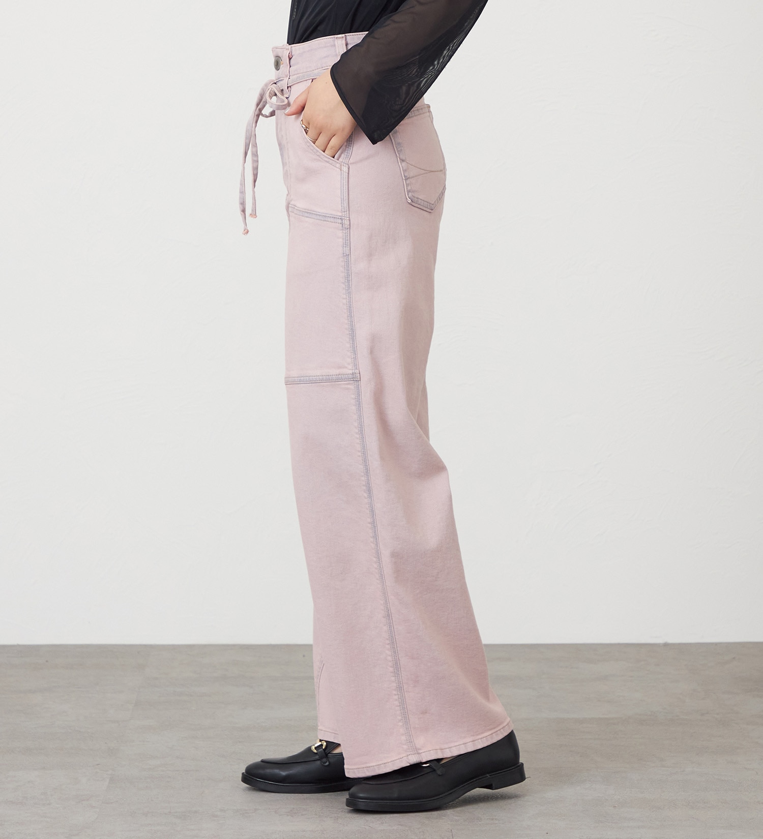 SOMETHING(サムシング)のSOMETHING LISA BELTED WIDE/ワイドデニムパンツ|パンツ/パンツ/レディース|ピンク