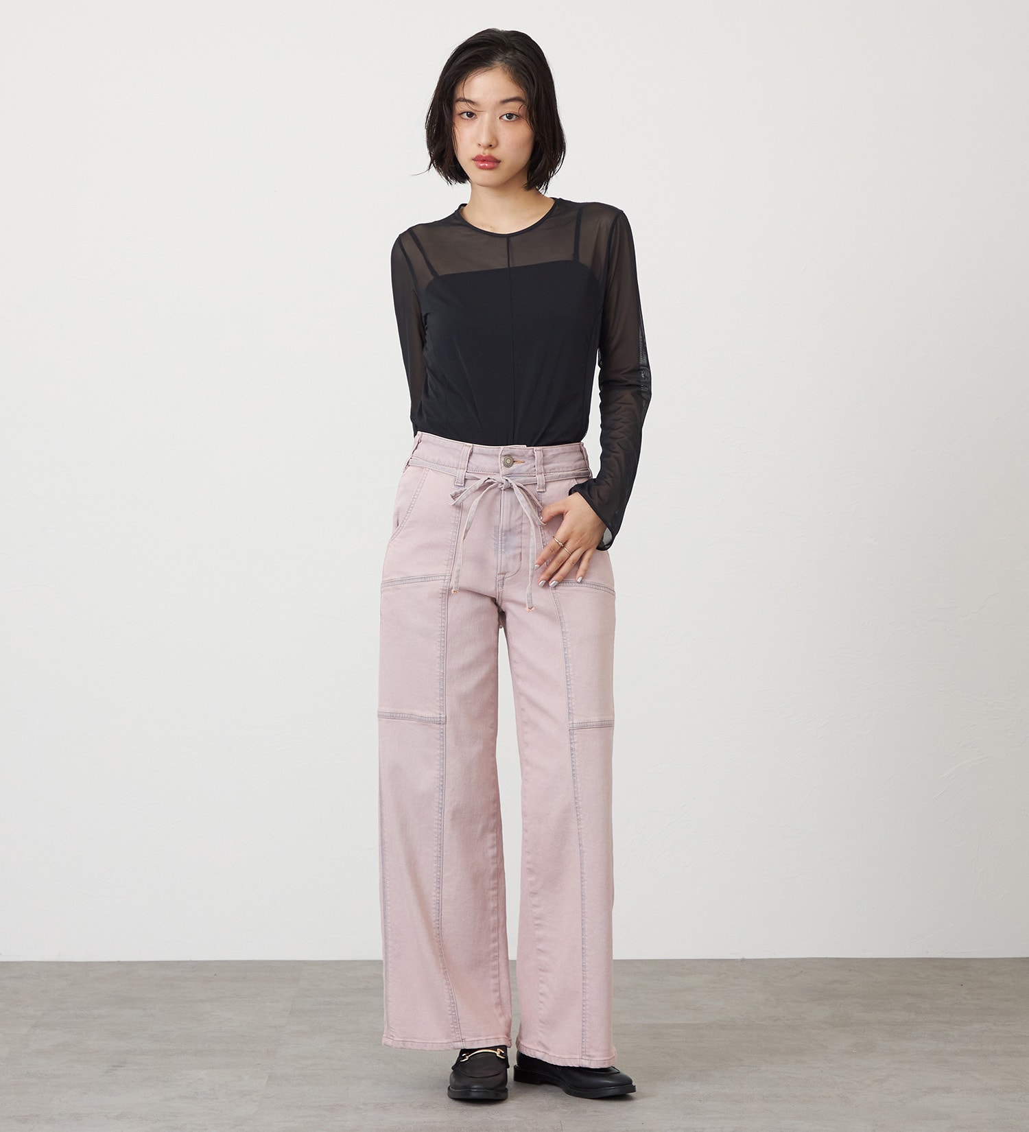 SOMETHING(サムシング)のSOMETHING LISA BELTED WIDE/ワイドデニムパンツ|パンツ/パンツ/レディース|ピンク