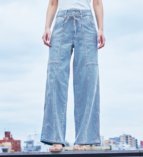 SOMETHING(サムシング)の【試着対象】SOMETHING LISA BELTED WIDE/ワイドデニムパンツ|パンツ/デニム/ジーンズパンツ/レディース|淡色ブルー