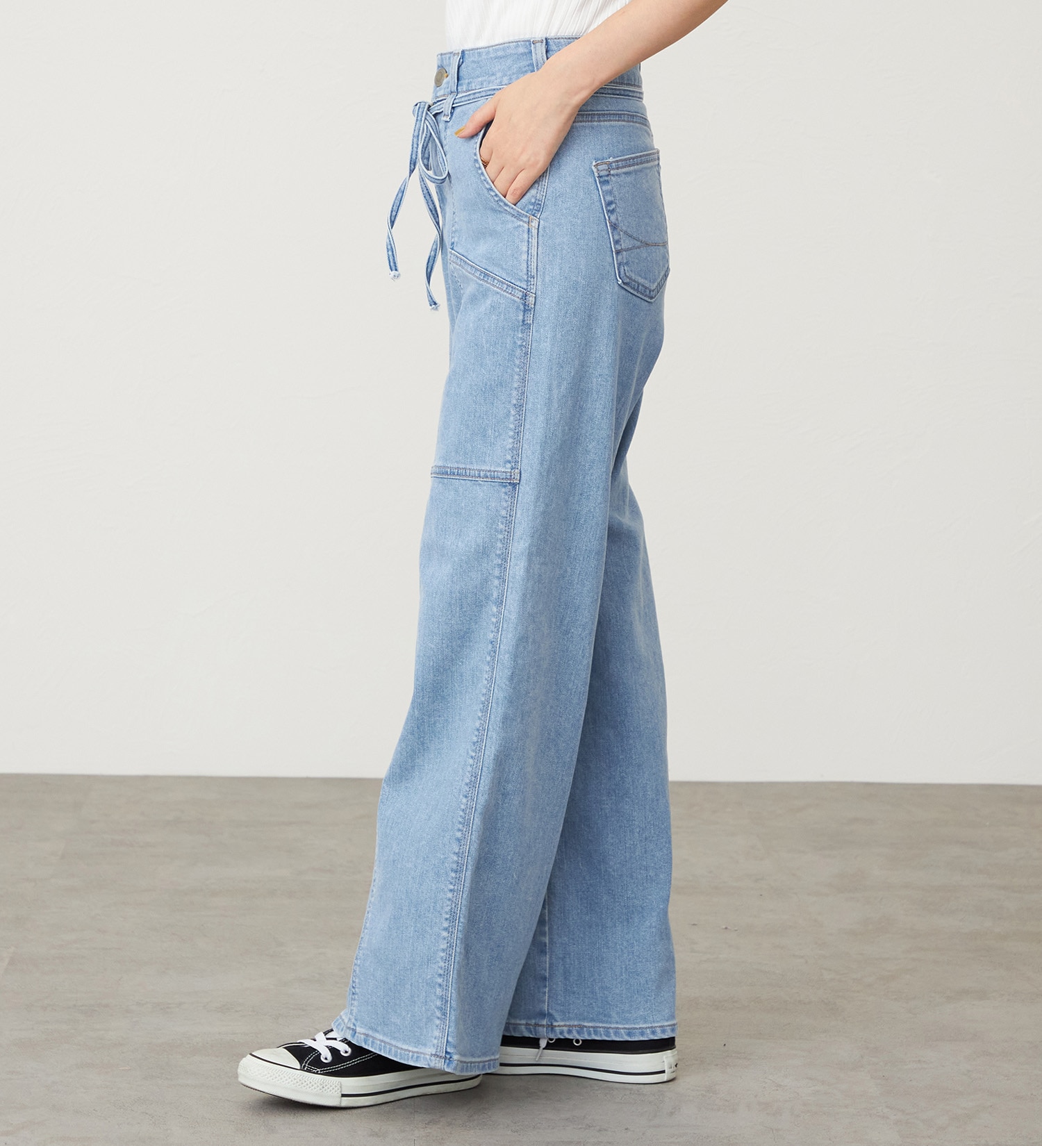 SOMETHING(サムシング)の【試着対象】SOMETHING LISA BELTED WIDE/ワイドデニムパンツ|パンツ/デニム/ジーンズパンツ/レディース|淡色ブルー