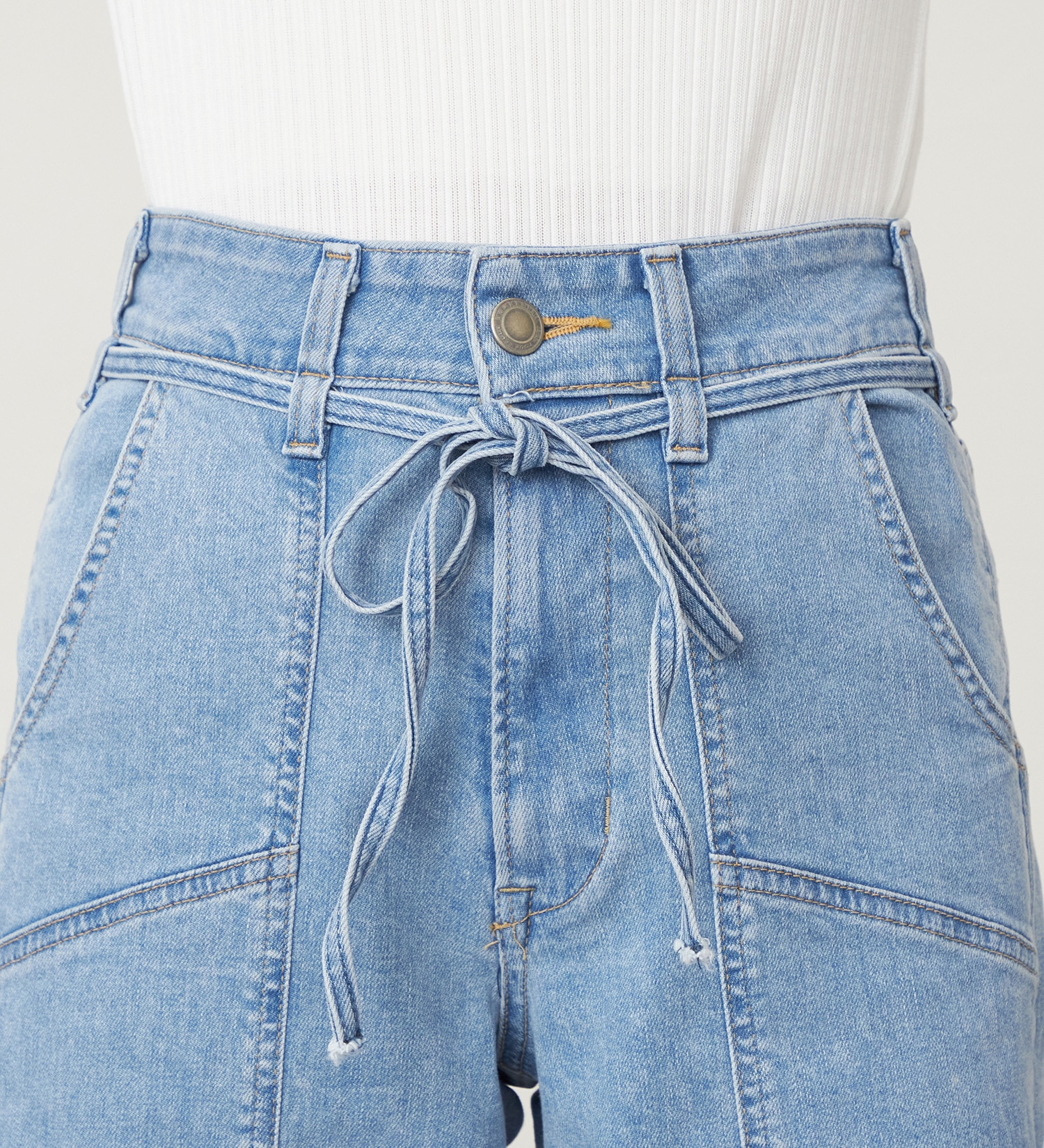 SOMETHING(サムシング)の【試着対象】SOMETHING LISA BELTED WIDE/ワイドデニムパンツ|パンツ/デニム/ジーンズパンツ/レディース|淡色ブルー