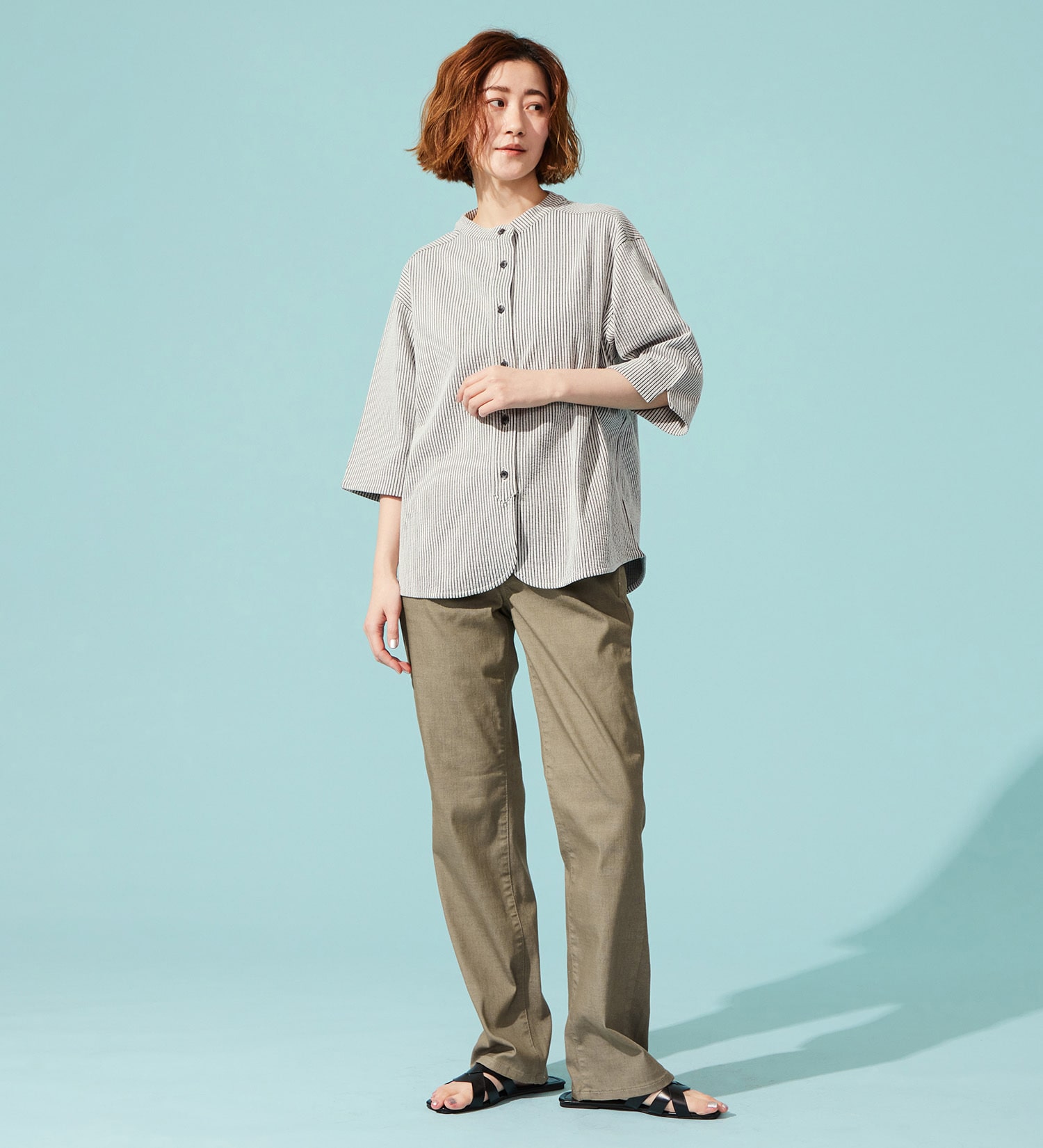 SOMETHING(サムシング)の【百貨店・直営店限定】SOMETHING ete ストレードデニムパンツ【夏用/COOL/涼/抗菌/防臭/制菌】|パンツ/パンツ/レディース|カーキ