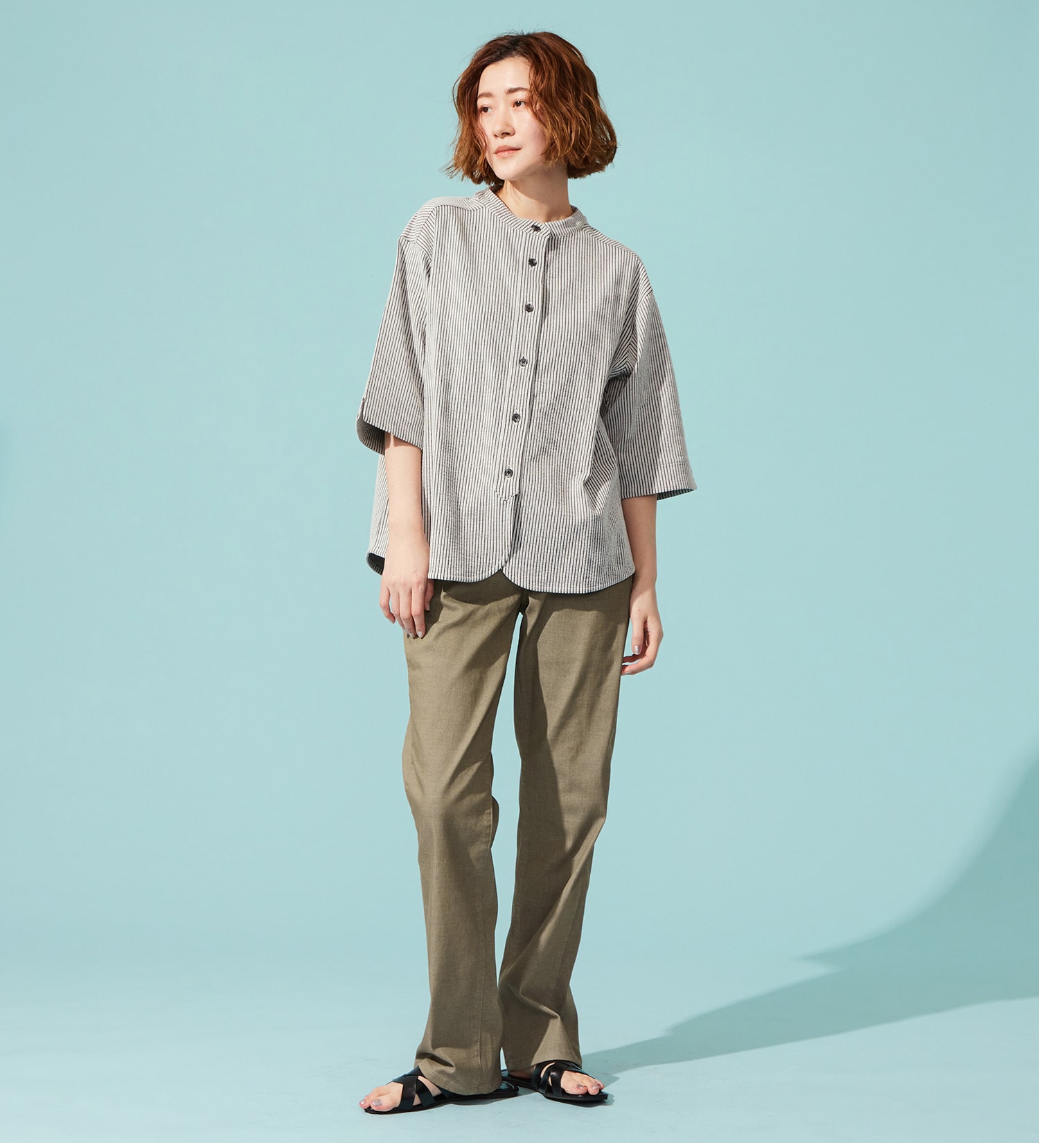 SOMETHING(サムシング)の【百貨店・直営店限定】SOMETHING ete ストレードデニムパンツ【夏用/COOL/涼/抗菌/防臭/制菌】|パンツ/パンツ/レディース|カーキ